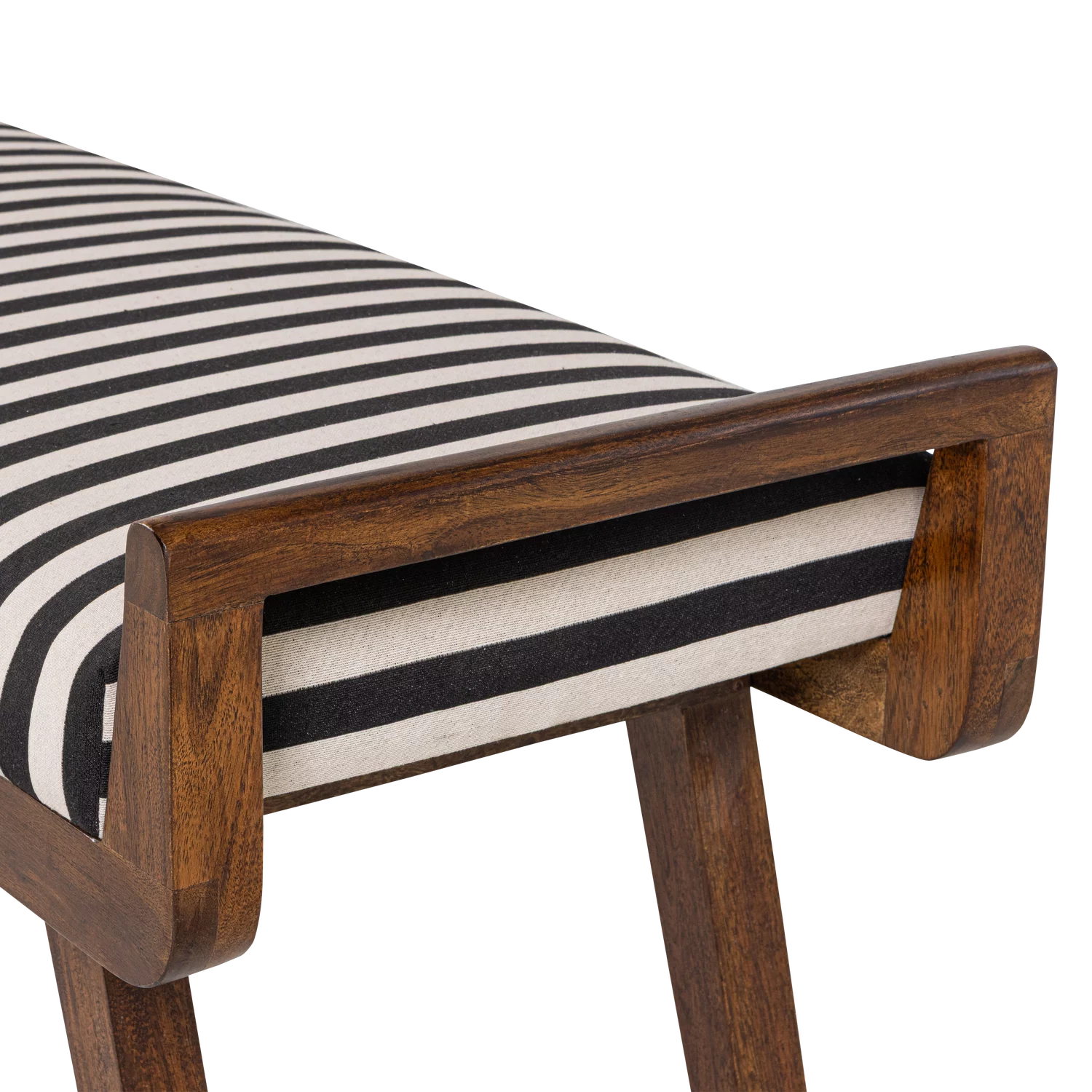 Valo Bankje Hout Bruin Met Streepstof Zwart/Wit - Afbeelding 6