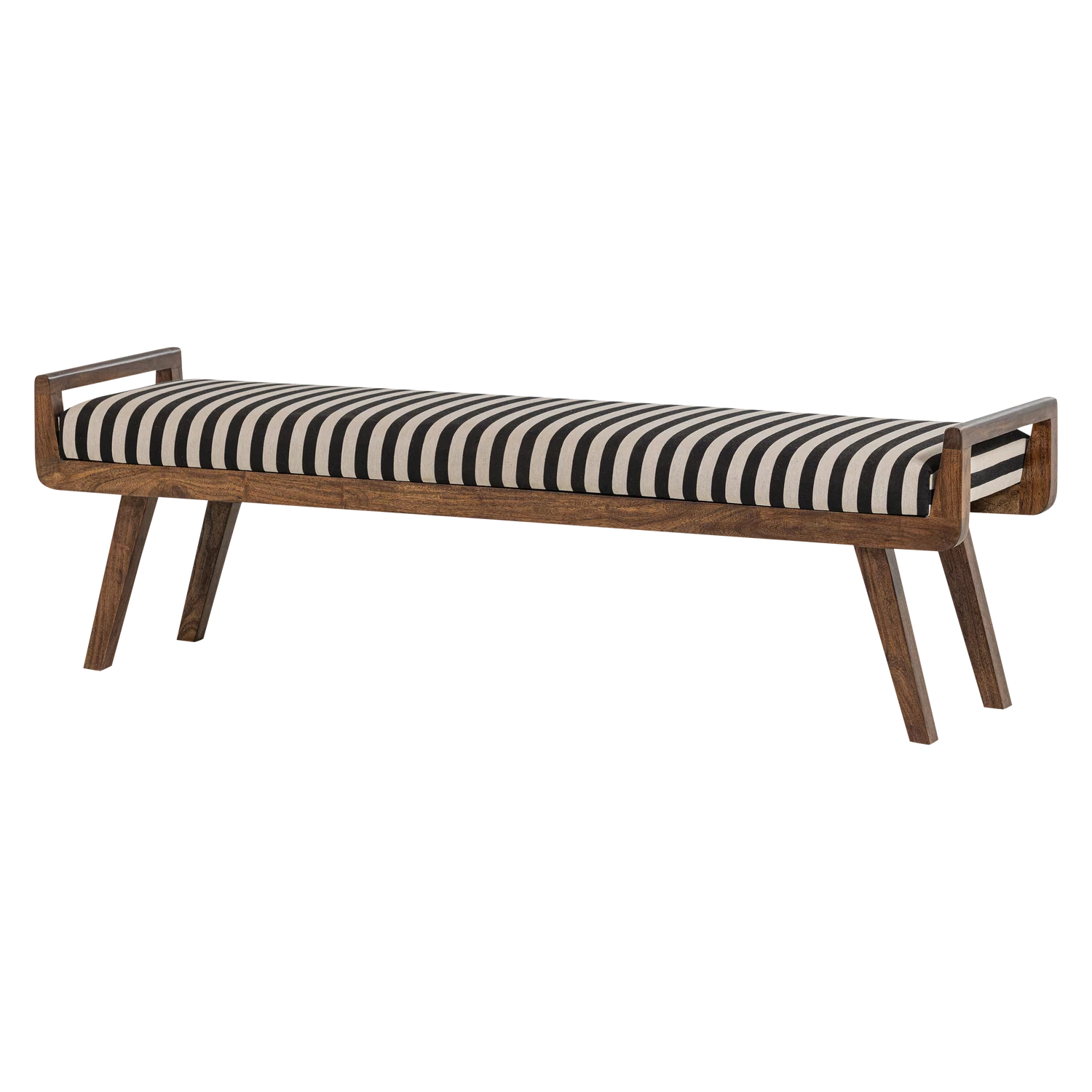Valo Bankje Hout Bruin Met Streepstof Zwart/Wit