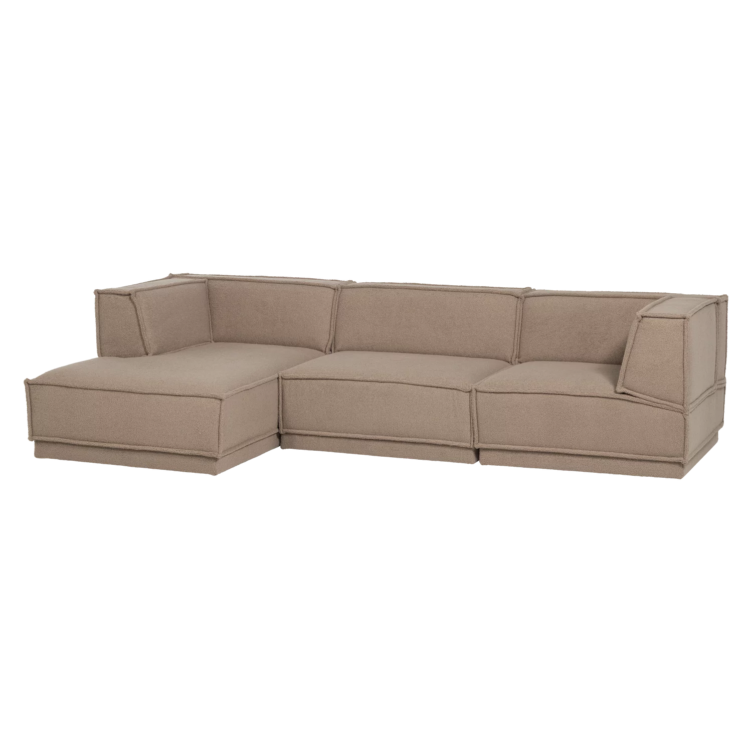 Loungebank Manu 286Cm, Teddy, Kleur Taupe
