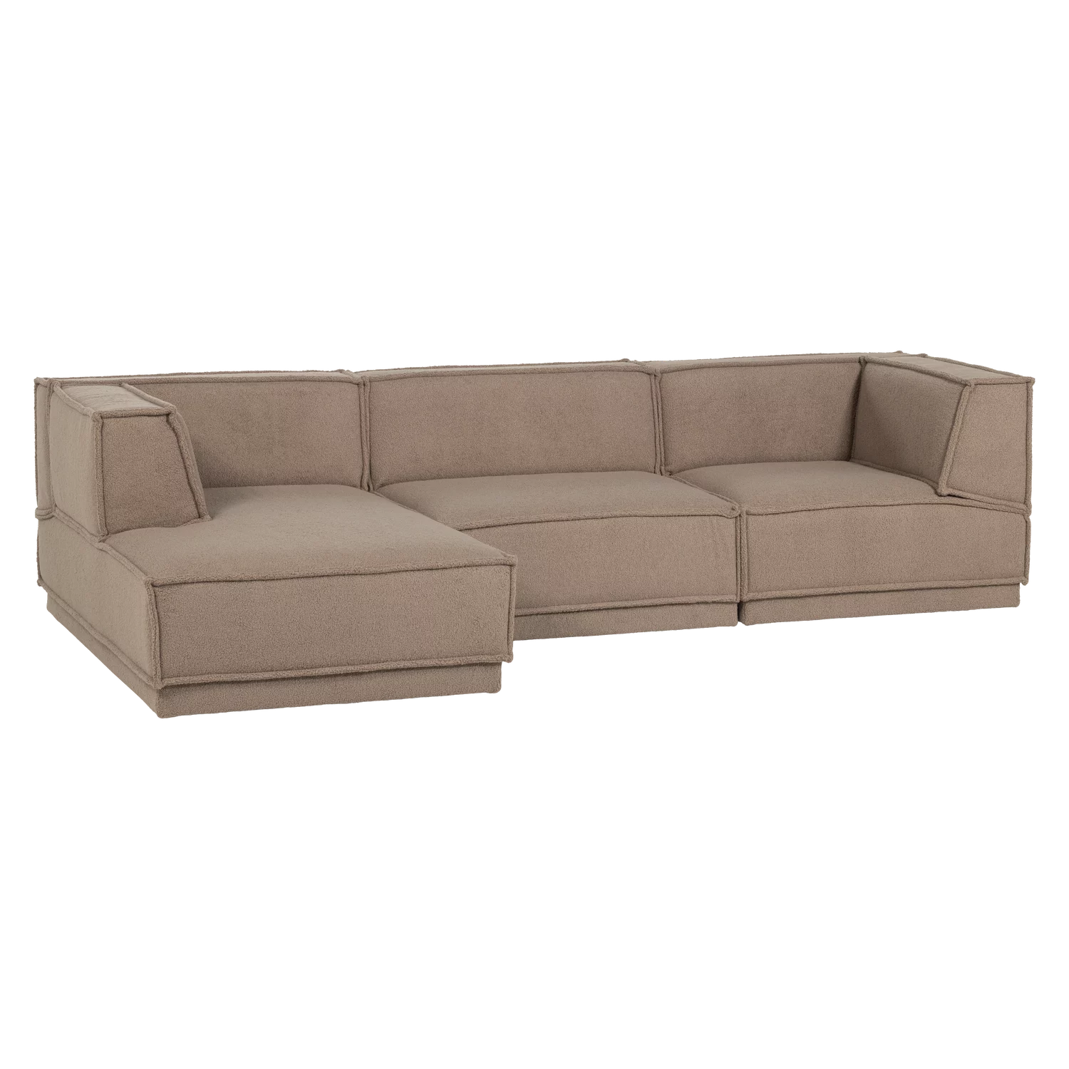 Loungebank Manu 286Cm, Teddy, Kleur Taupe - Afbeelding 3