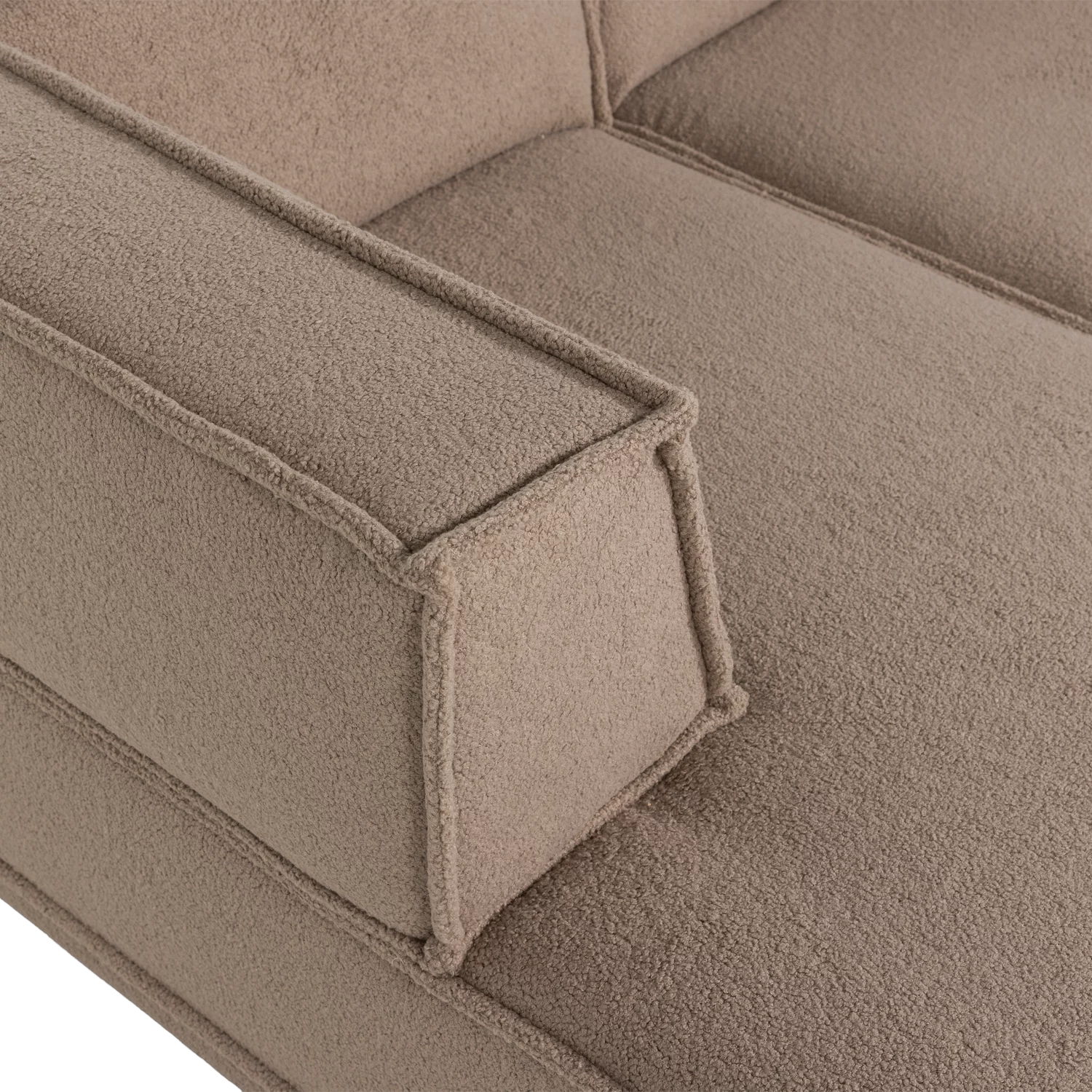 Loungebank Manu 286Cm, Teddy, Kleur Taupe - Afbeelding 5