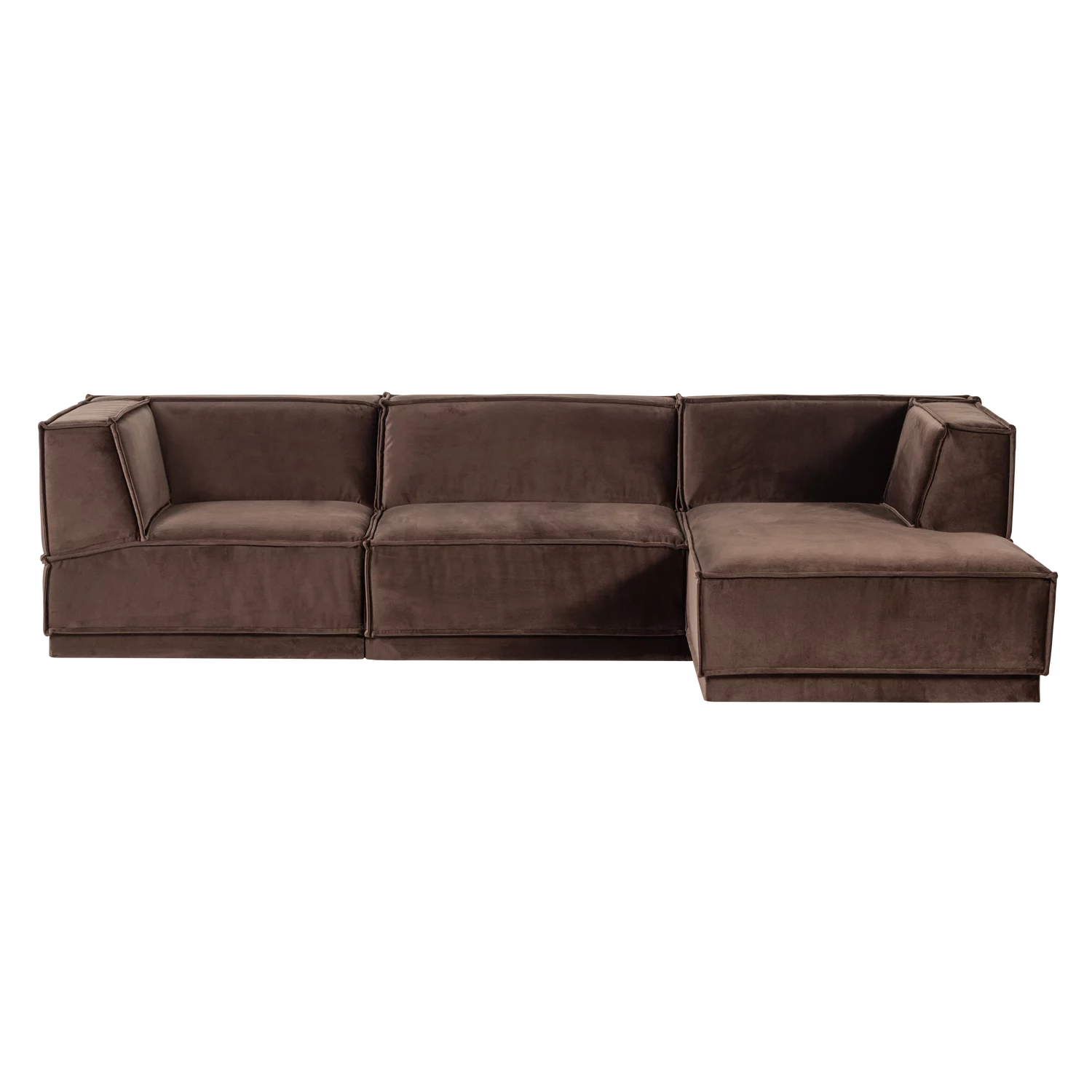 Loungebank Manu 286Cm, Velvet, Kleur Bruin - Afbeelding 4