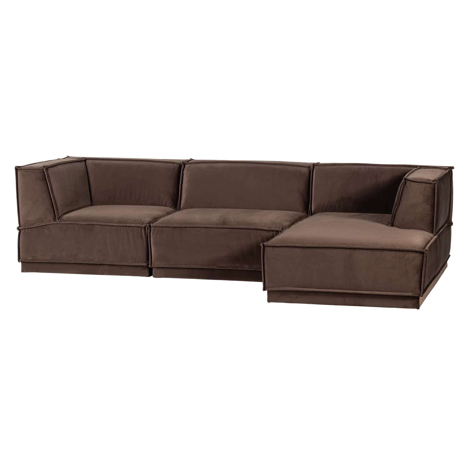 Loungebank Manu 286Cm, Velvet, Kleur Bruin