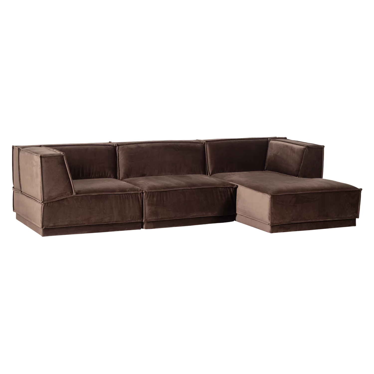 Loungebank Manu 286Cm, Velvet, Kleur Bruin - Afbeelding 5