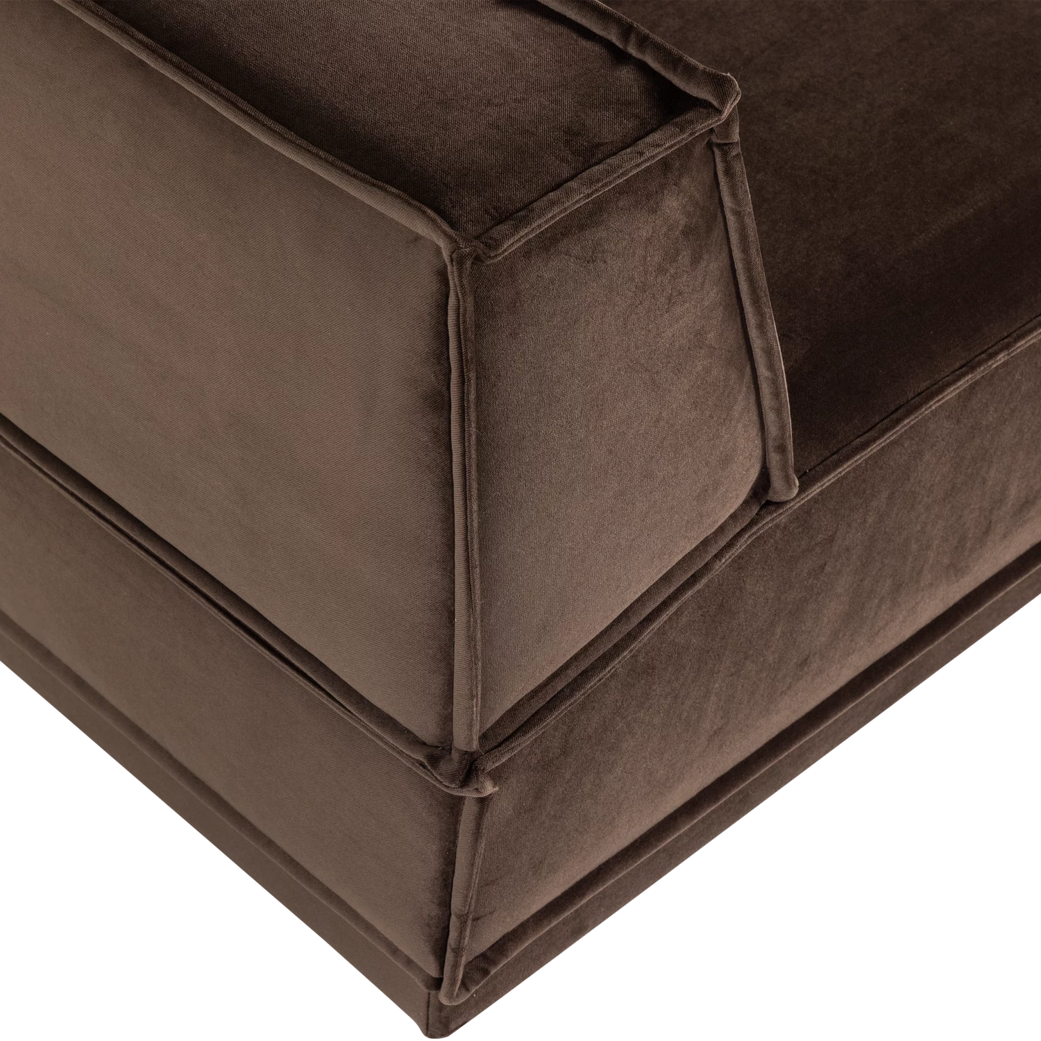 Loungebank Manu 286Cm, Velvet, Kleur Bruin - Afbeelding 7