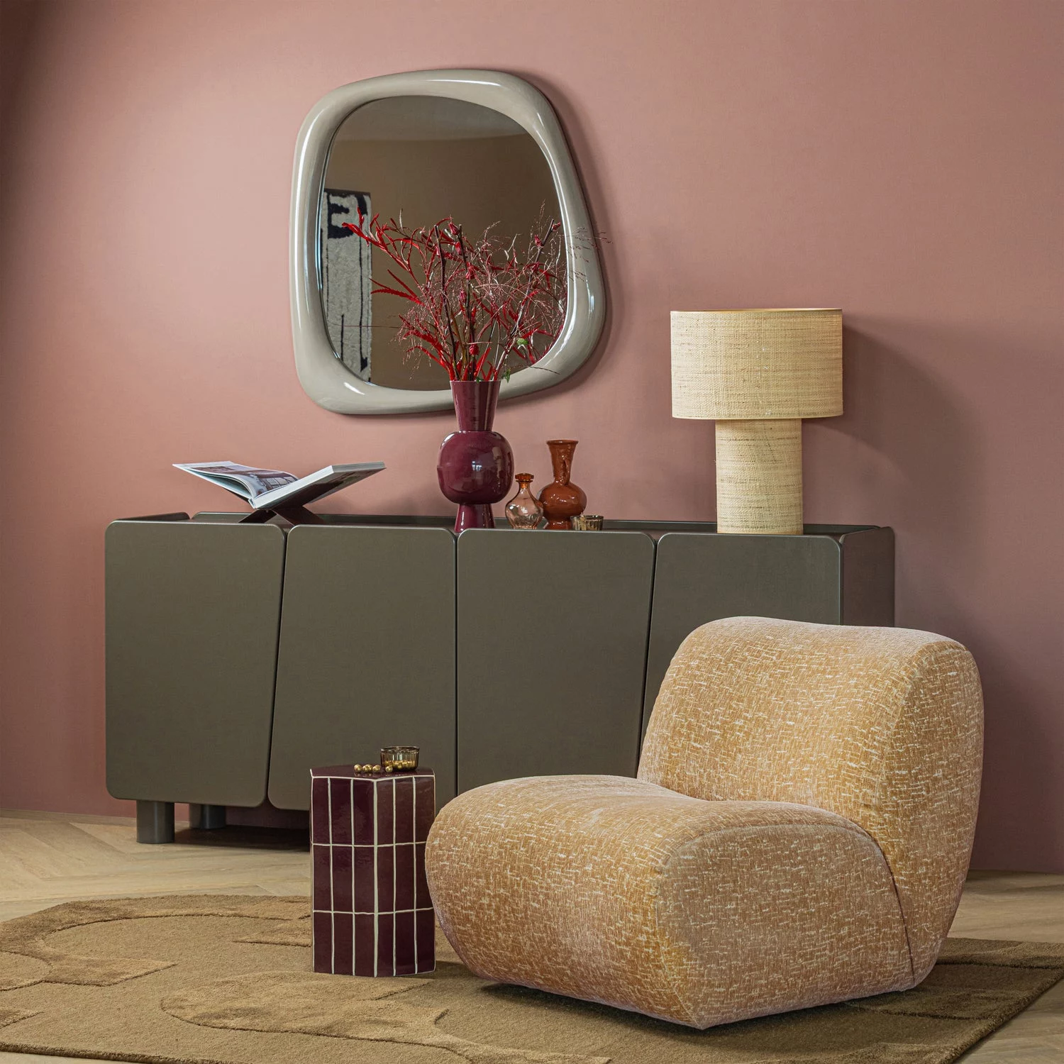 Plu Decoratieve Bijzettafel 42X30X26 Cm Keramiek Paars - Afbeelding 3