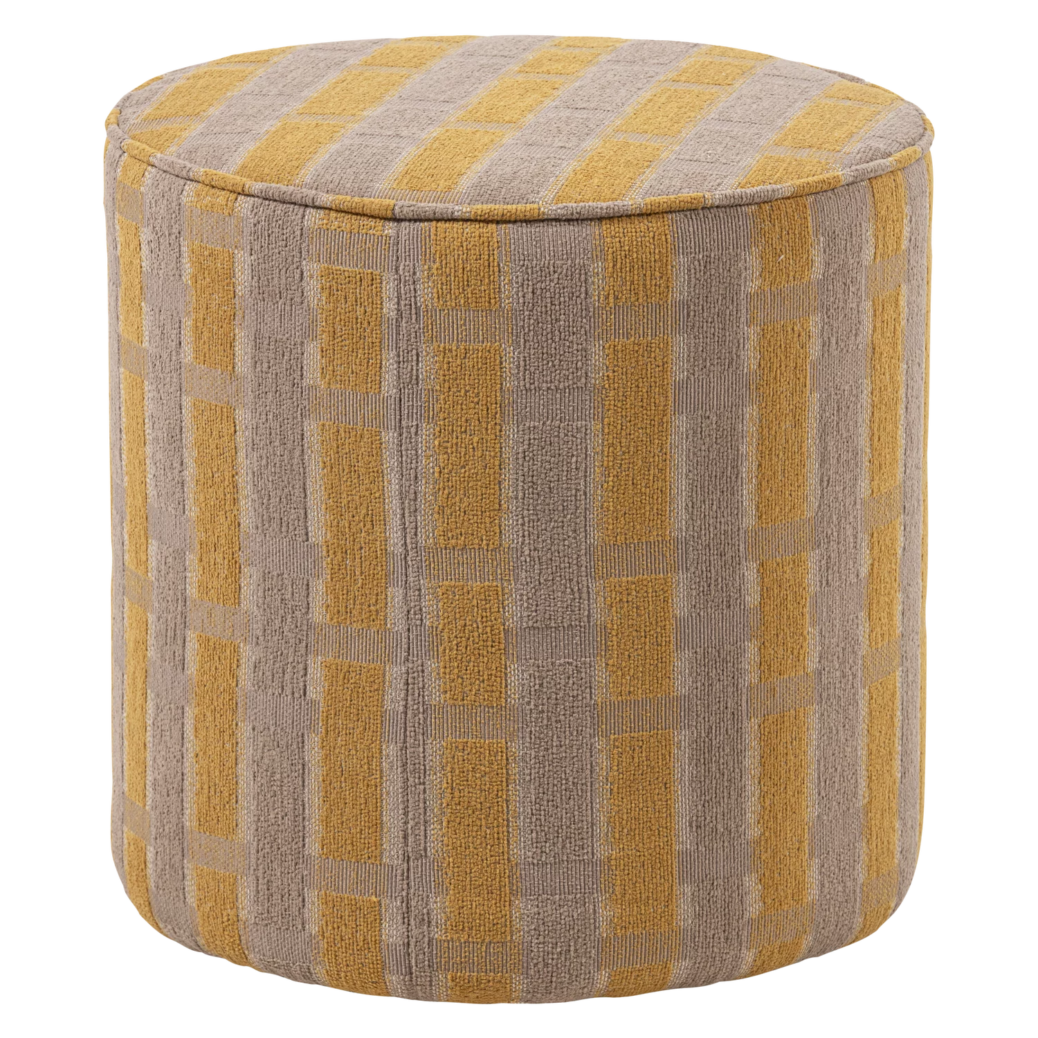 Sarli Poef Hoog Ruit Dessin Chenille Taupe/Geel [Fsc]