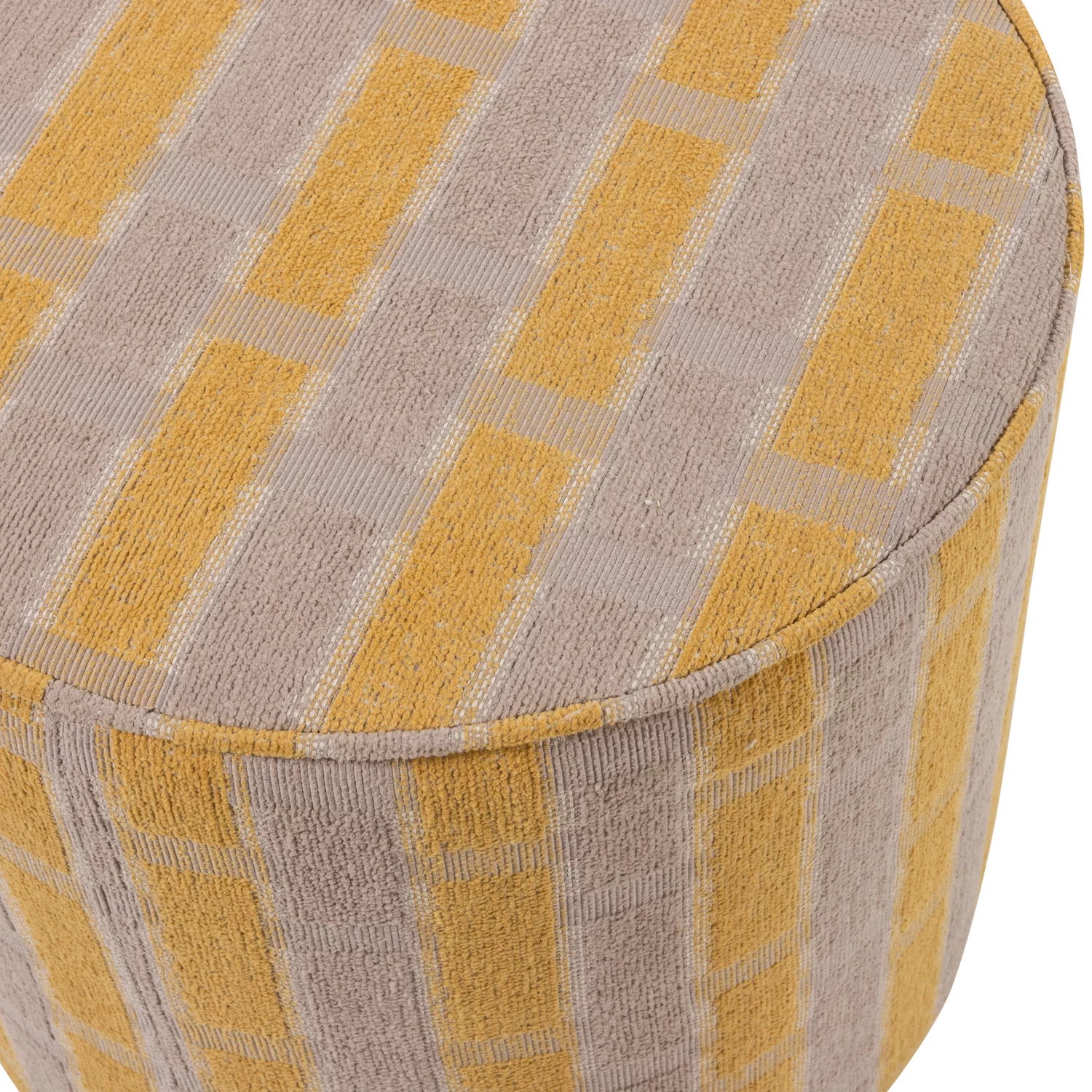 Sarli Poef Hoog Ruit Dessin Chenille Taupe/Geel [Fsc] - Afbeelding 3