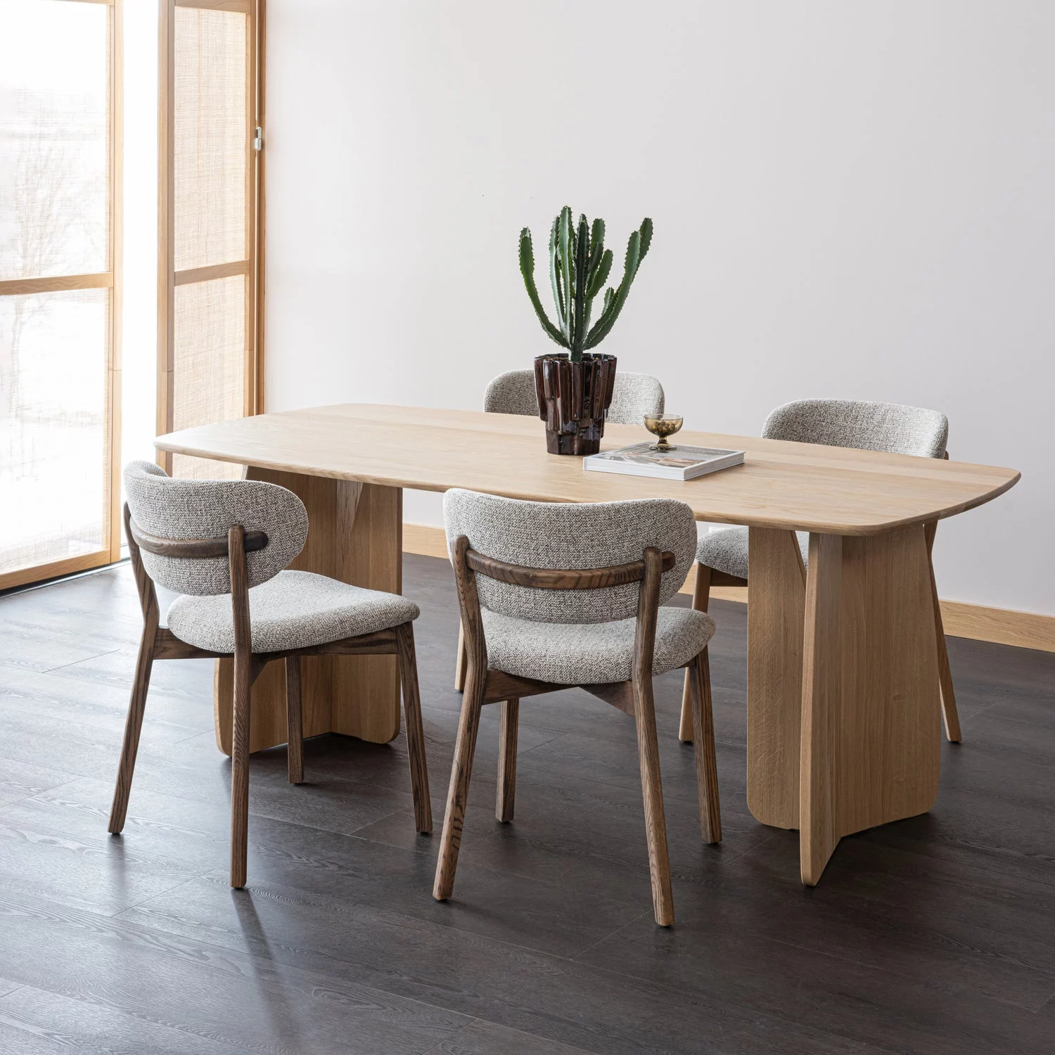 Udar Eetkamerstoel Naturel Met Houten Frame Bruin - Afbeelding 2