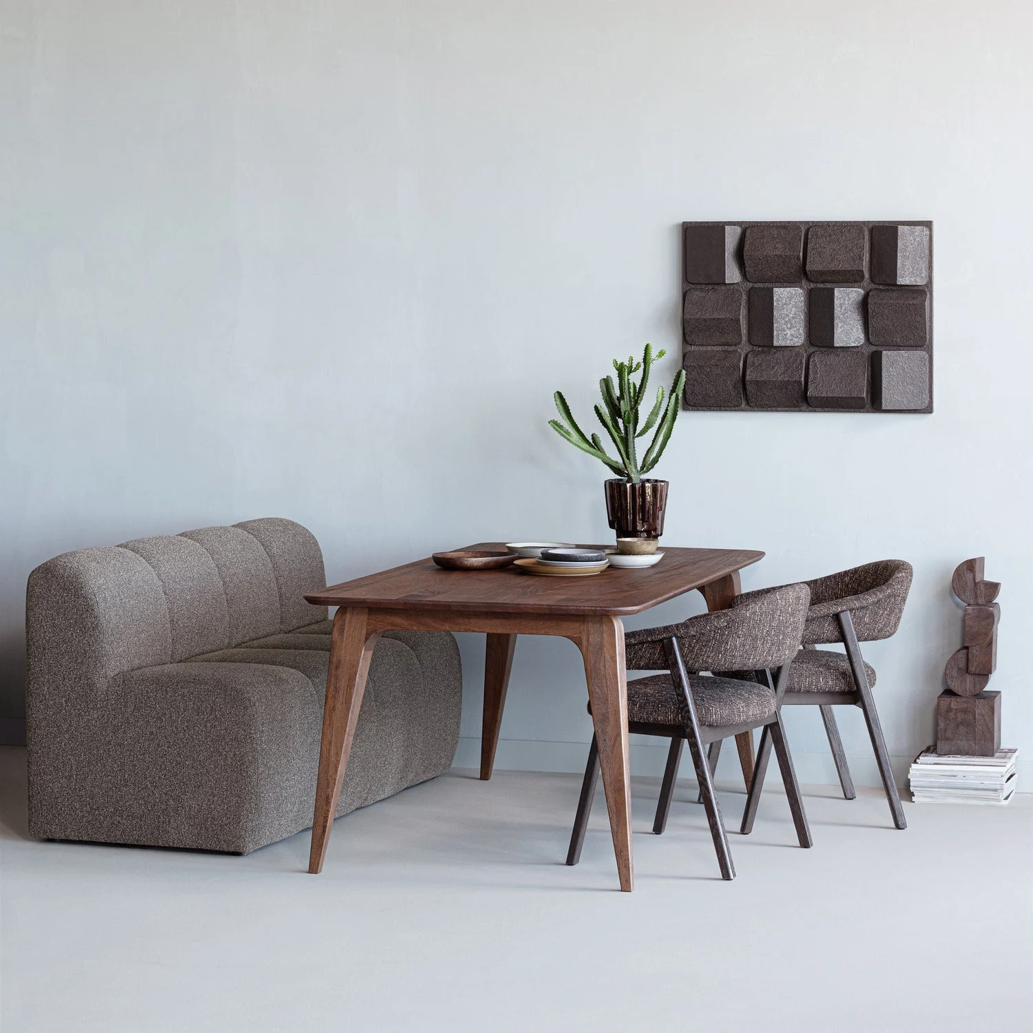 Mojo Eetbank 164 Cm Met Rugleuning Boucle Bruin Melange - Afbeelding 3