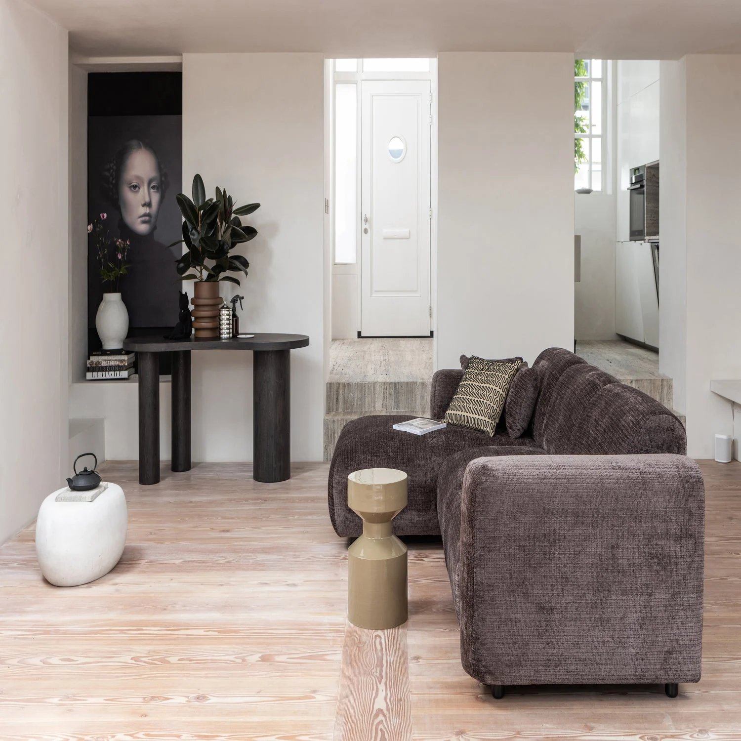 Maan Organisch Sidetable/Bureau Mdf Donkerbruin - Afbeelding 2