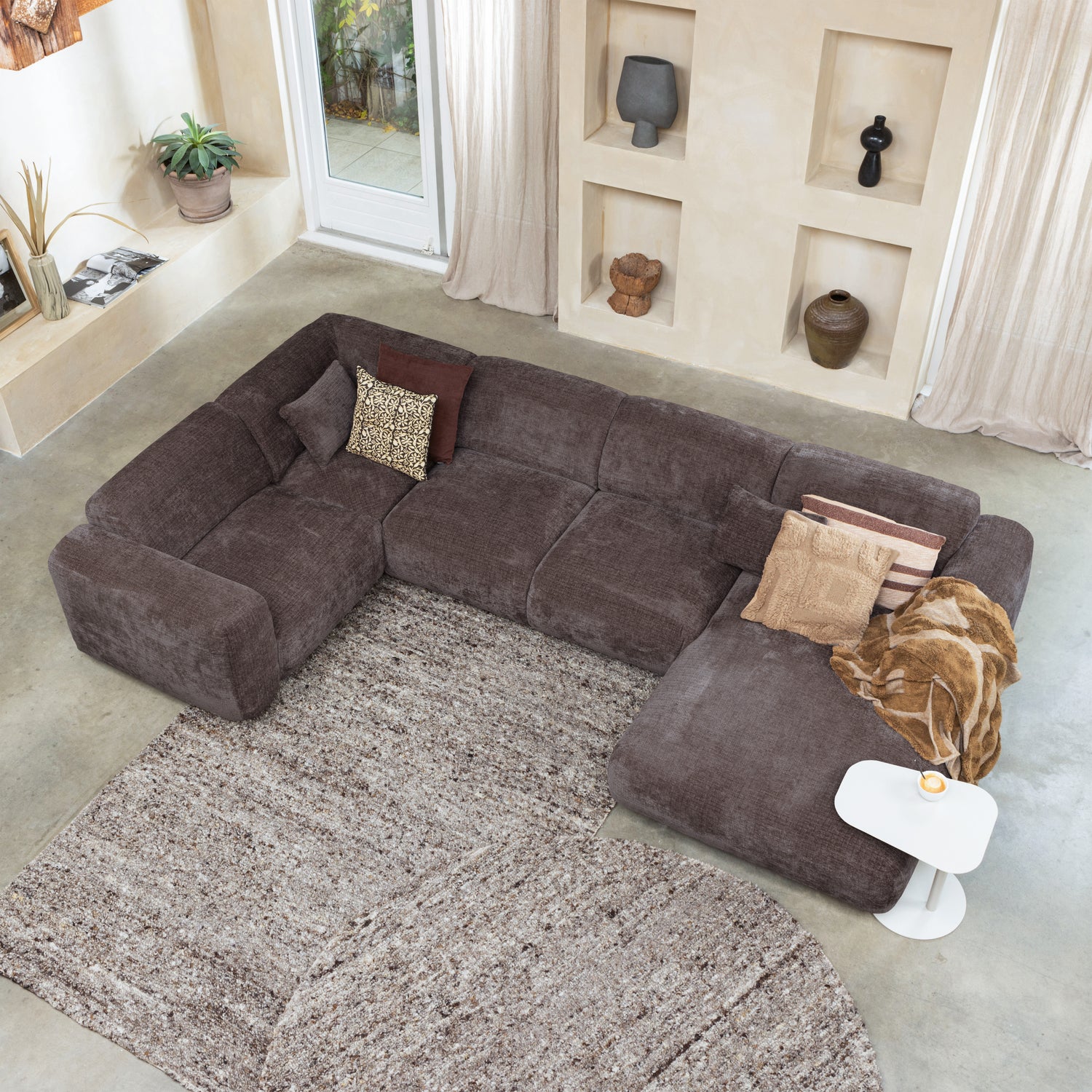 Efia Vloerkleed Rond Wol Bruin Melange O200 Cm - Afbeelding 2