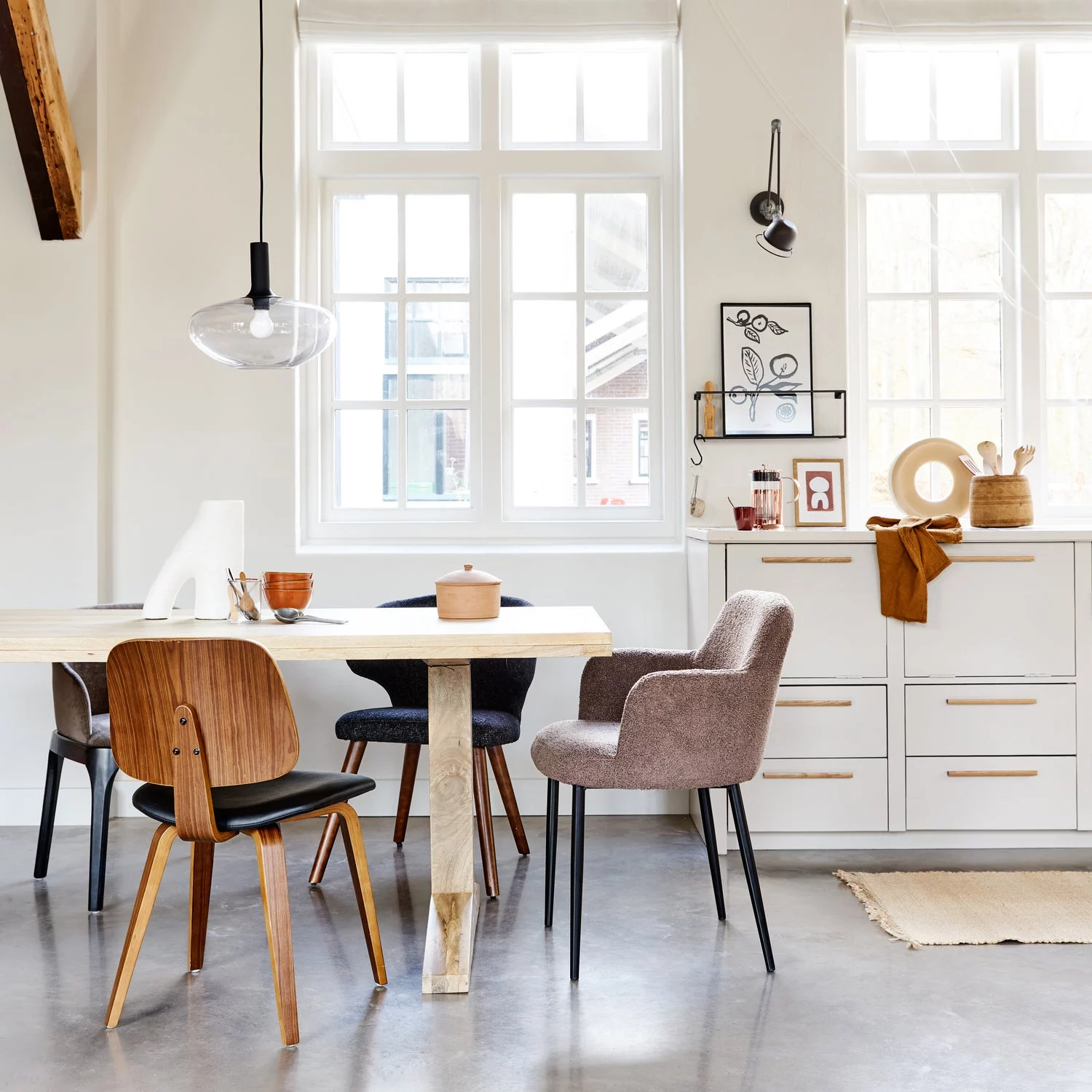 Classic Eetkamerstoel Noten Fineer Zwart/Walnoot - Afbeelding 2