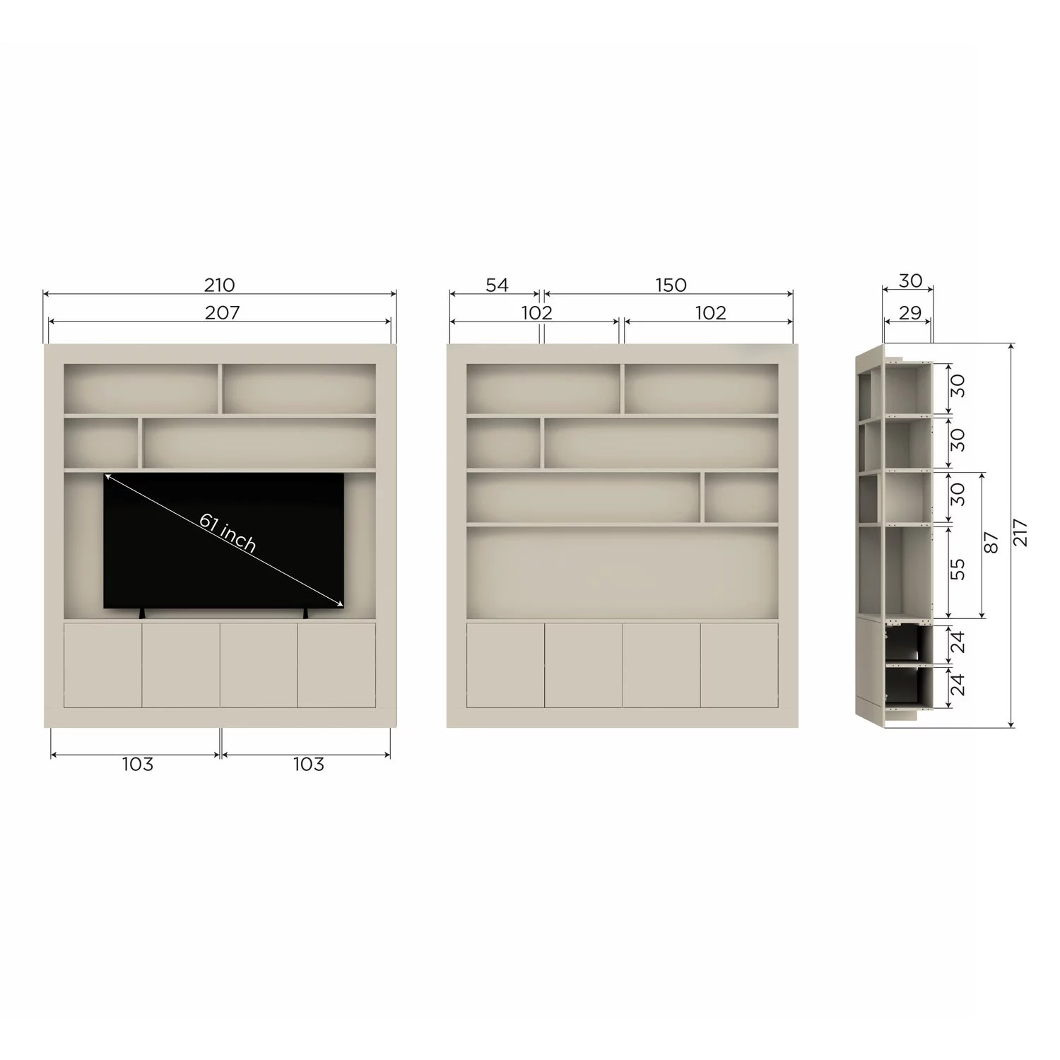 Opbergkast Wallcover Grenenhout, Kleur Dust - Afbeelding 9