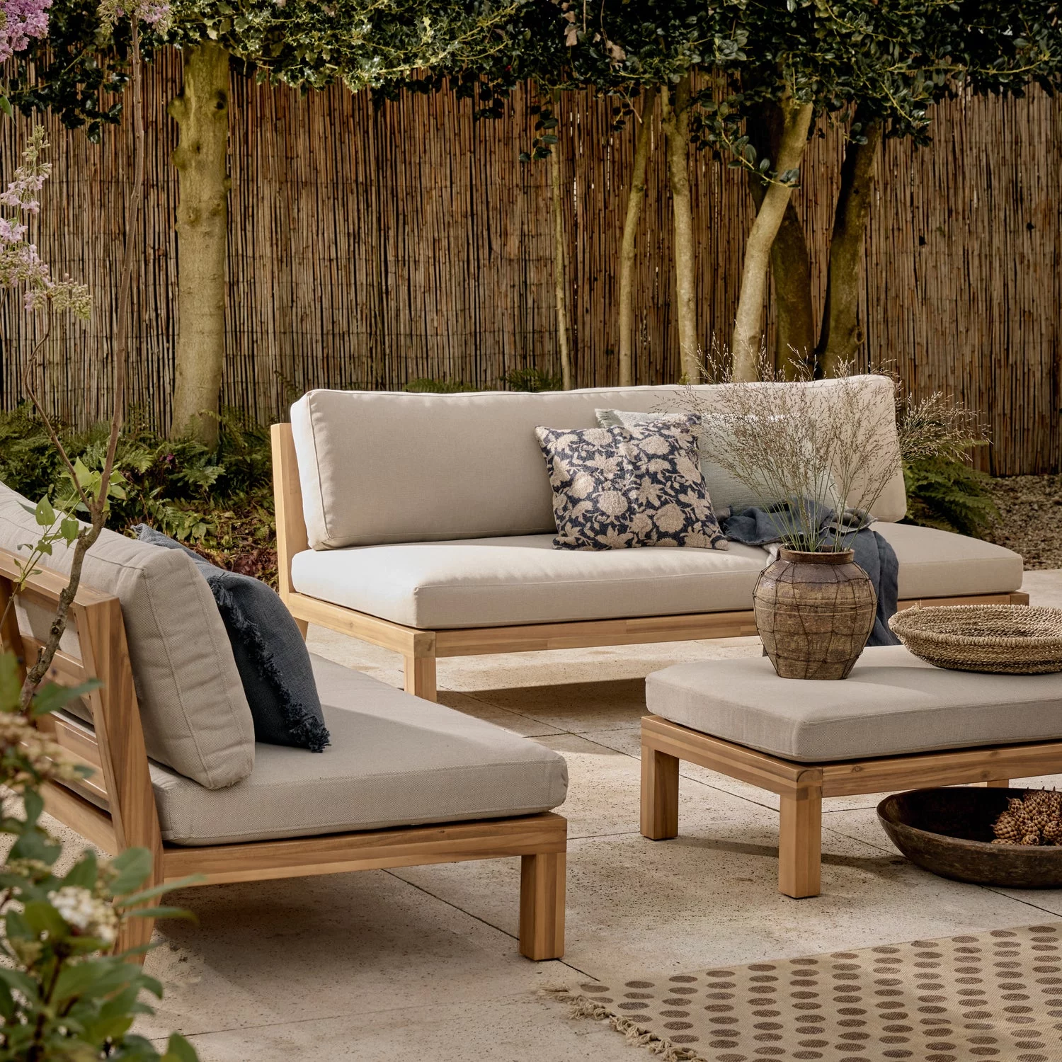 Relax Tuin Hocker/Bijzettafel Acaciahout Naturel/Zand [Fsc] - Afbeelding 2