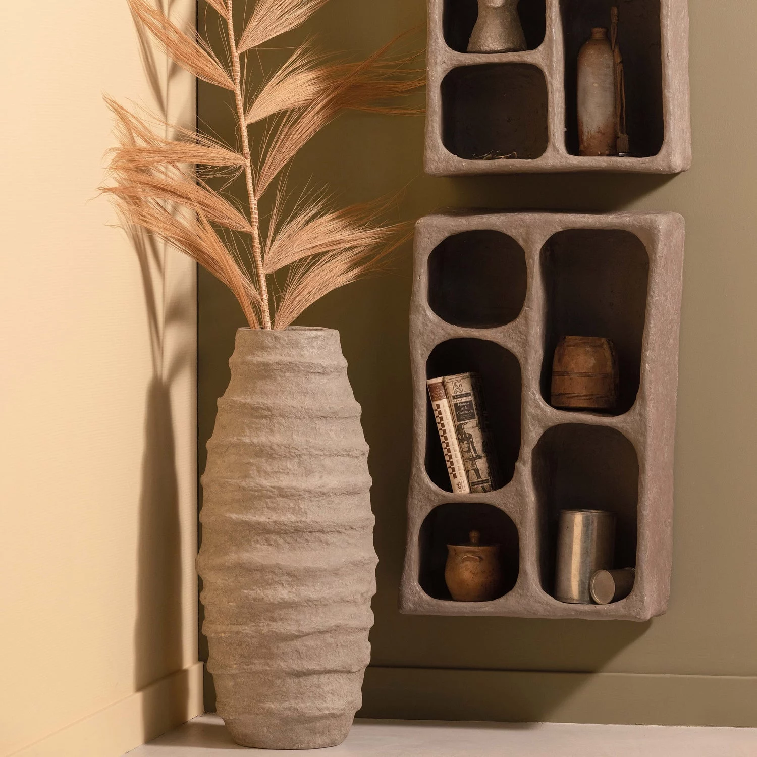 Clay Wandkastje Papier Mache Grijs - Afbeelding 2