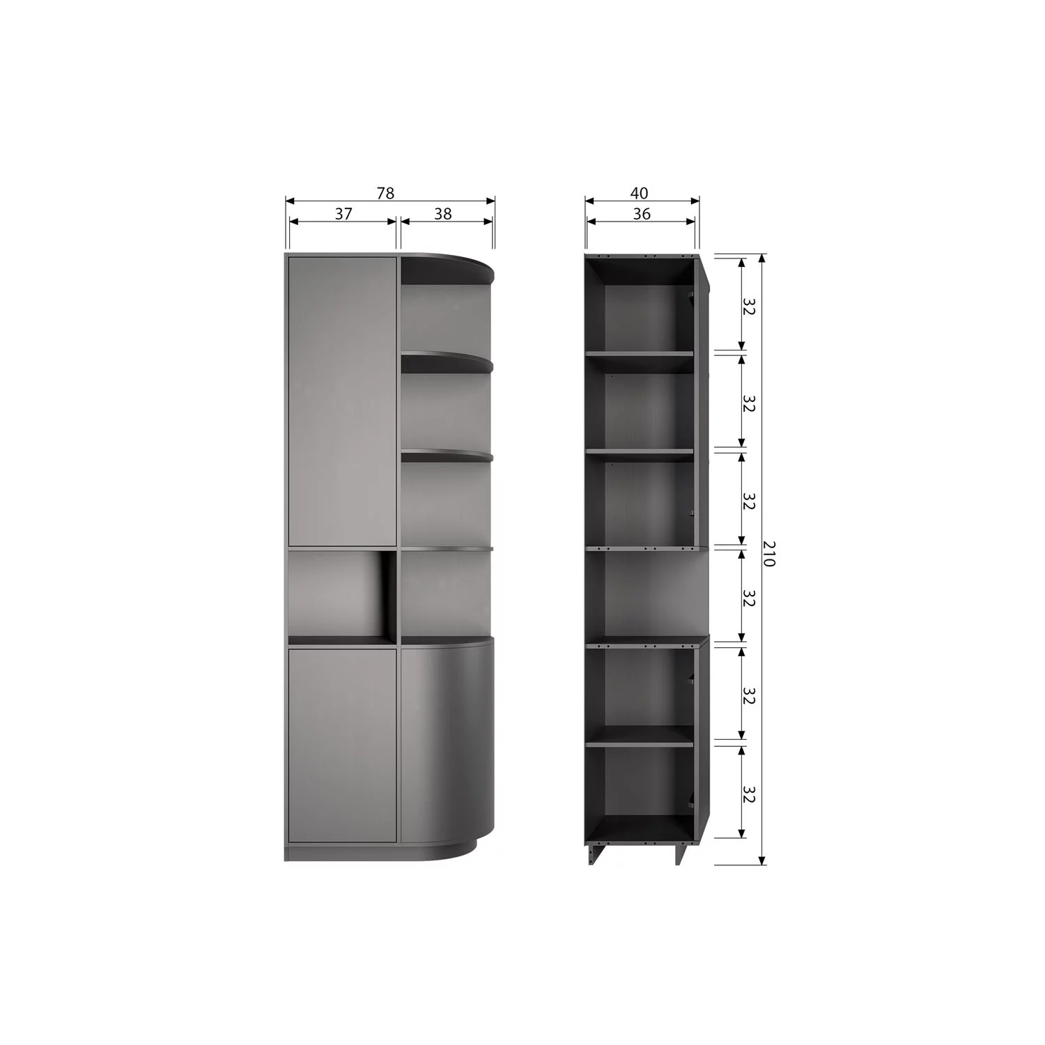 Opbergkast Finca Mat Zwart, 210 X 78Cm - Afbeelding 10