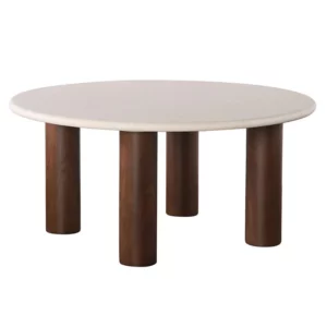 Japandi Lage Eettafel Microcement / Walnootfineer