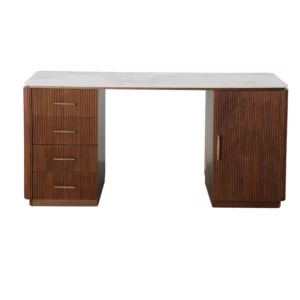 Urban Chique Bureau, Keramisch Marmer, Walnootfineer
