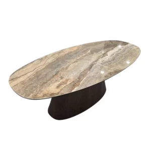 Deense Eettafel Keramisch Onyx / Walnootfineer