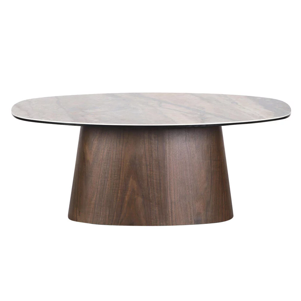 Deense Salontafel Keramisch Onyx / Walnootfineer