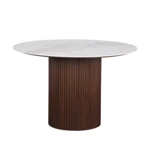 Urban Chique Ronde Tafel Keramisch Marmer / Walnootfineer