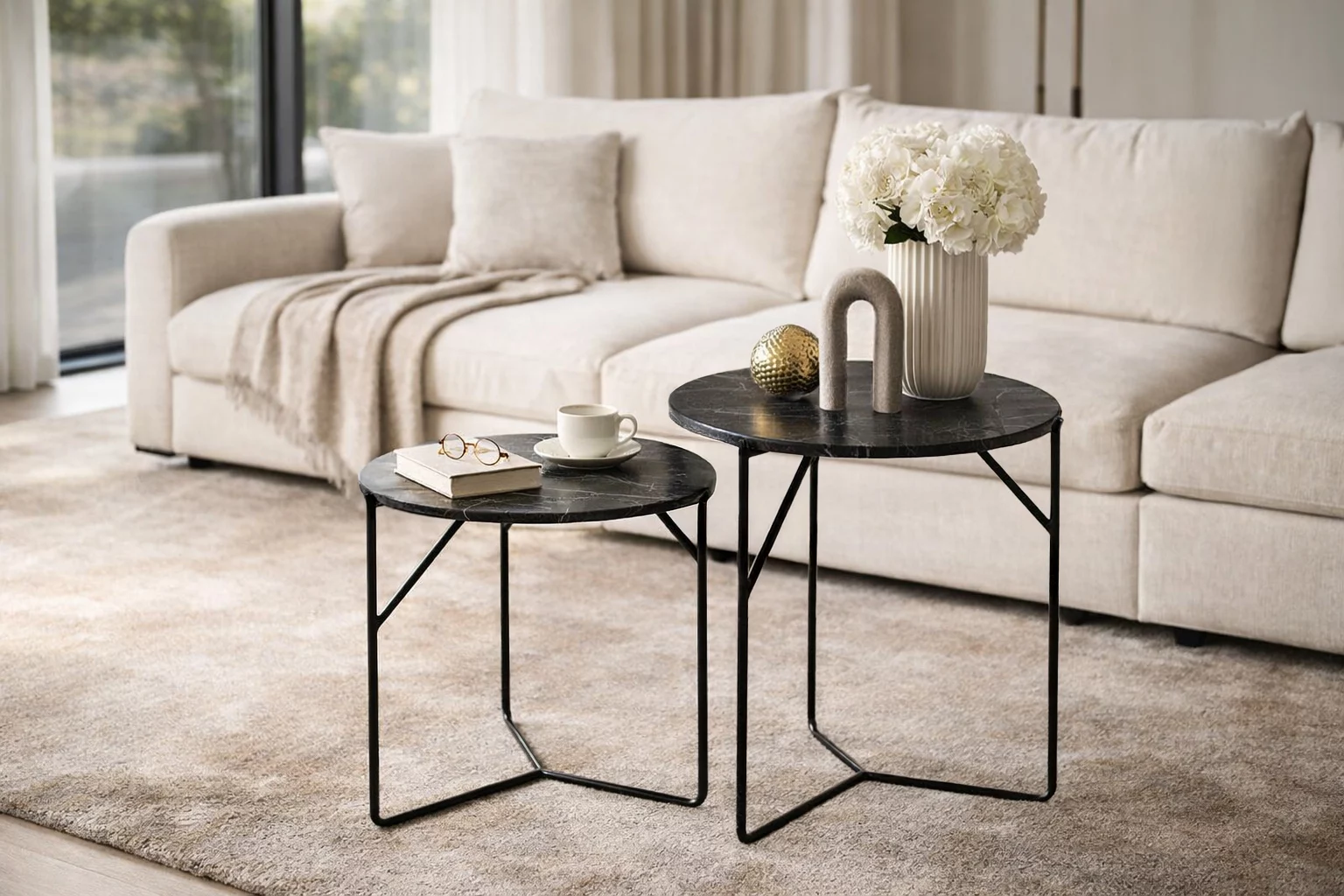Mason Marble Black/Black Set Of 2