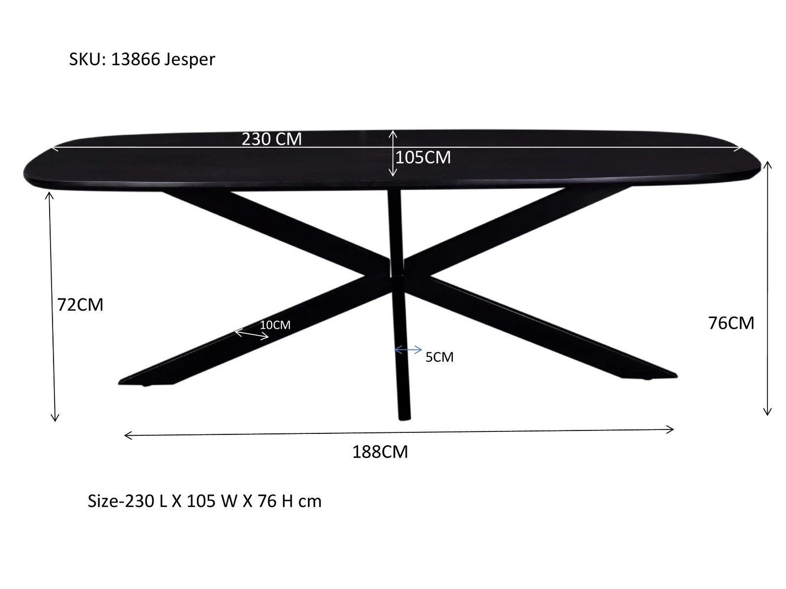 Jesper Danish Oval Black 230Cm - Afbeelding 8