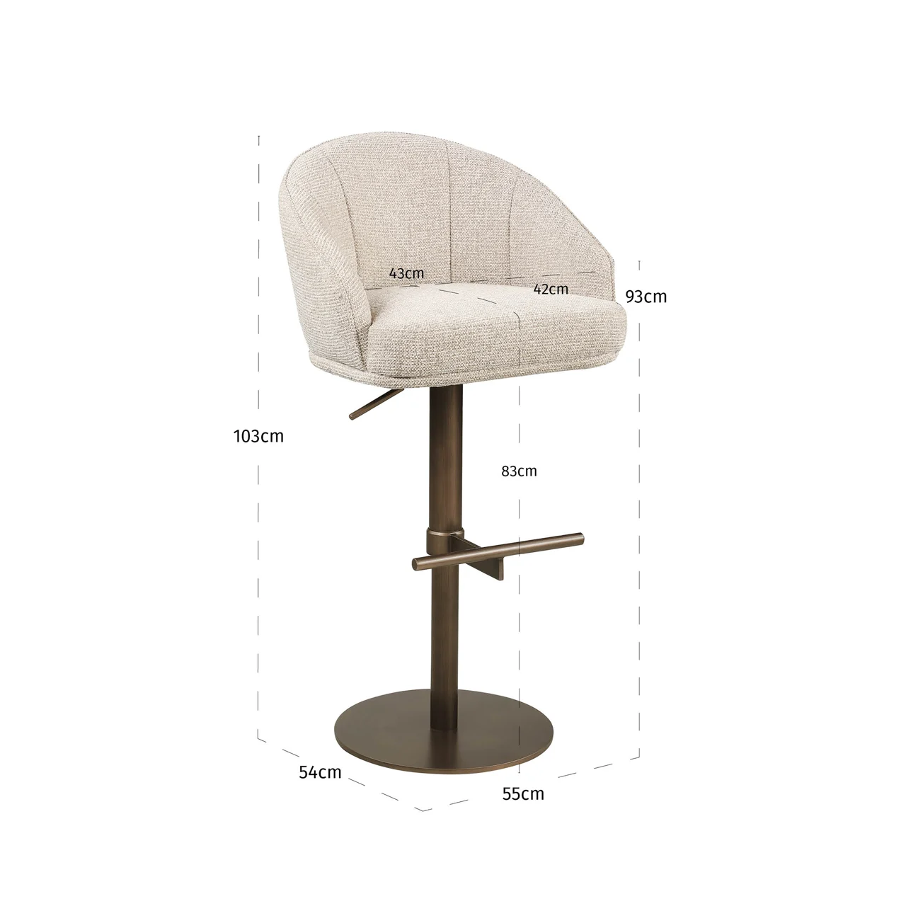Barstoel Beverly Natural Fancy Swivel - Afbeelding 8