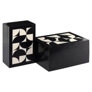 Opbergdoos Rae Black/White (Set Of 2)