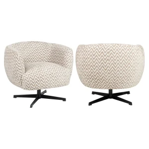 Lounge Stoel Estelle Sand Chevron Swivel