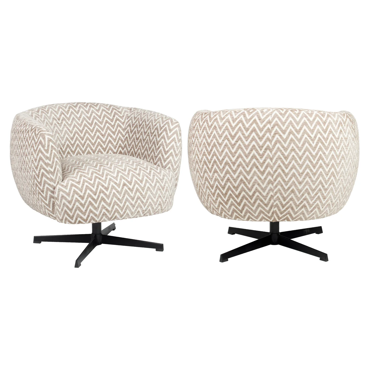 Lounge Stoel Estelle Sand Chevron Swivel