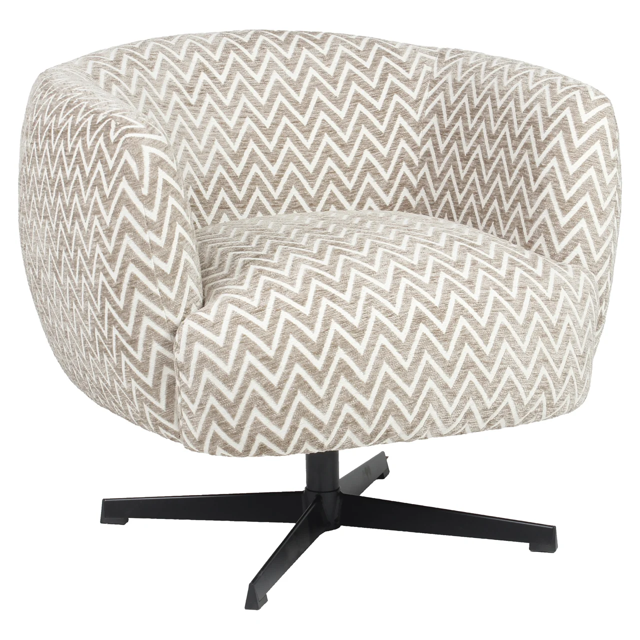 Lounge Stoel Estelle Sand Chevron Swivel - Afbeelding 2