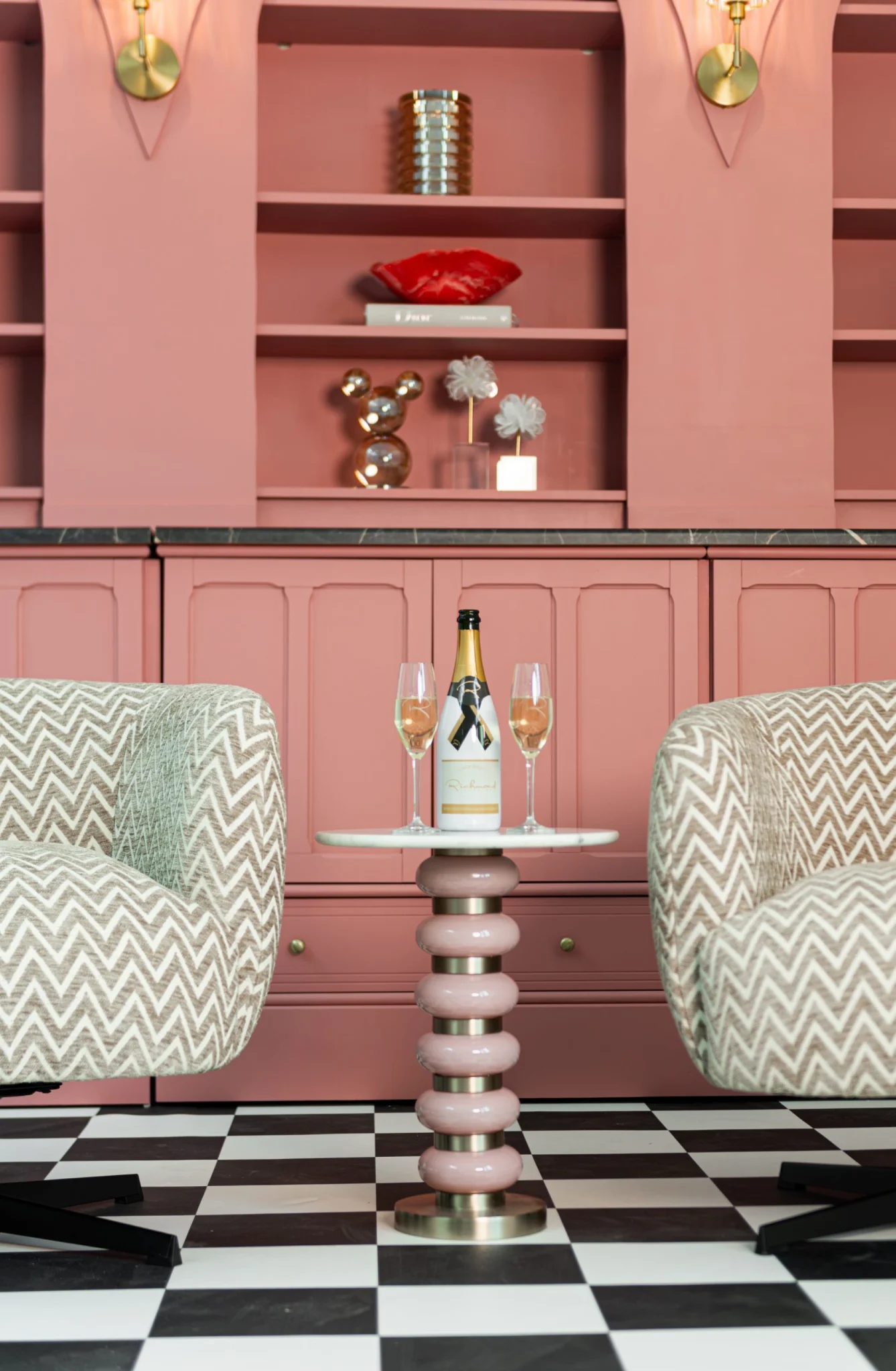 Lounge Stoel Estelle Sand Chevron Swivel - Afbeelding 8