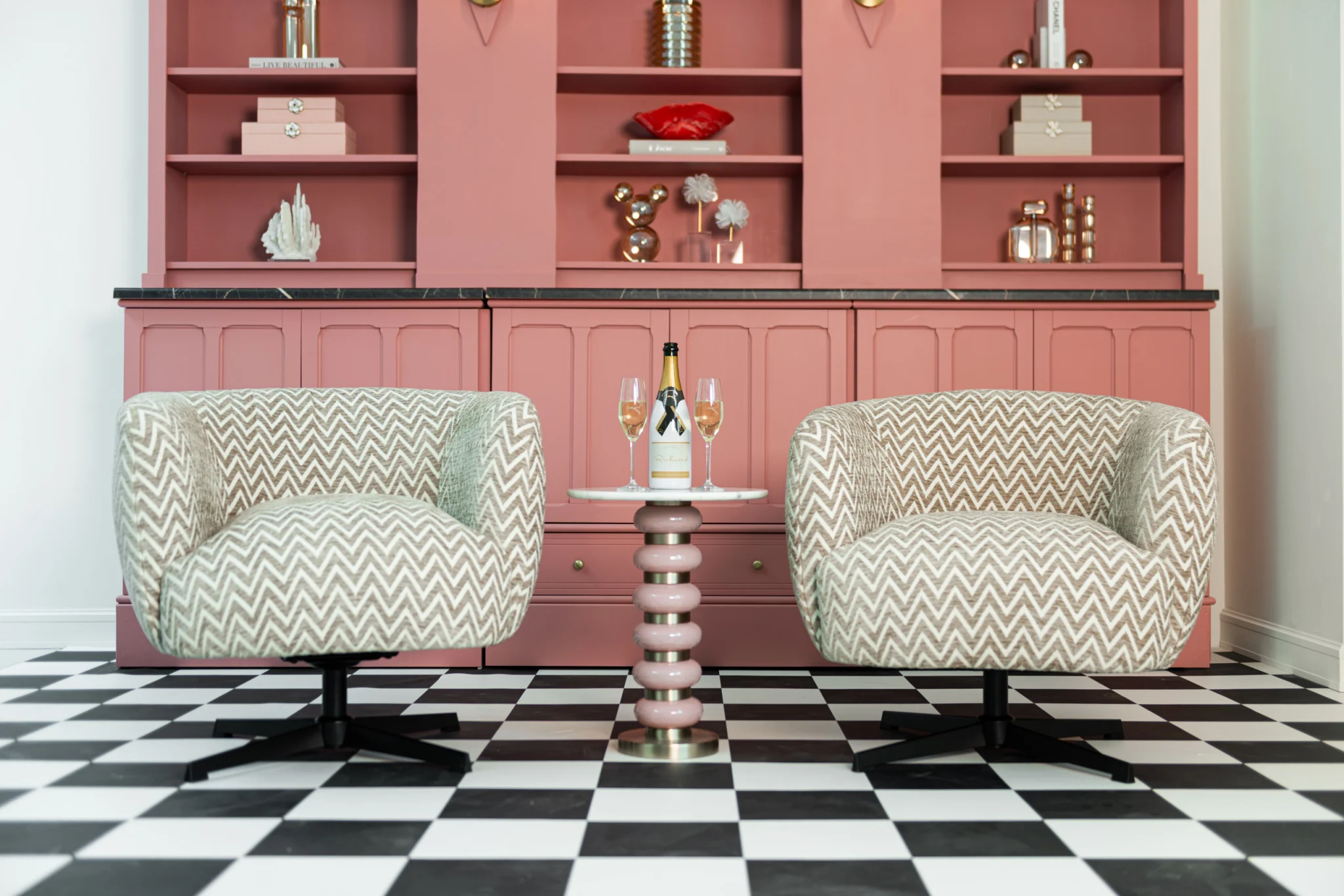 Lounge Stoel Estelle Sand Chevron Swivel - Afbeelding 7