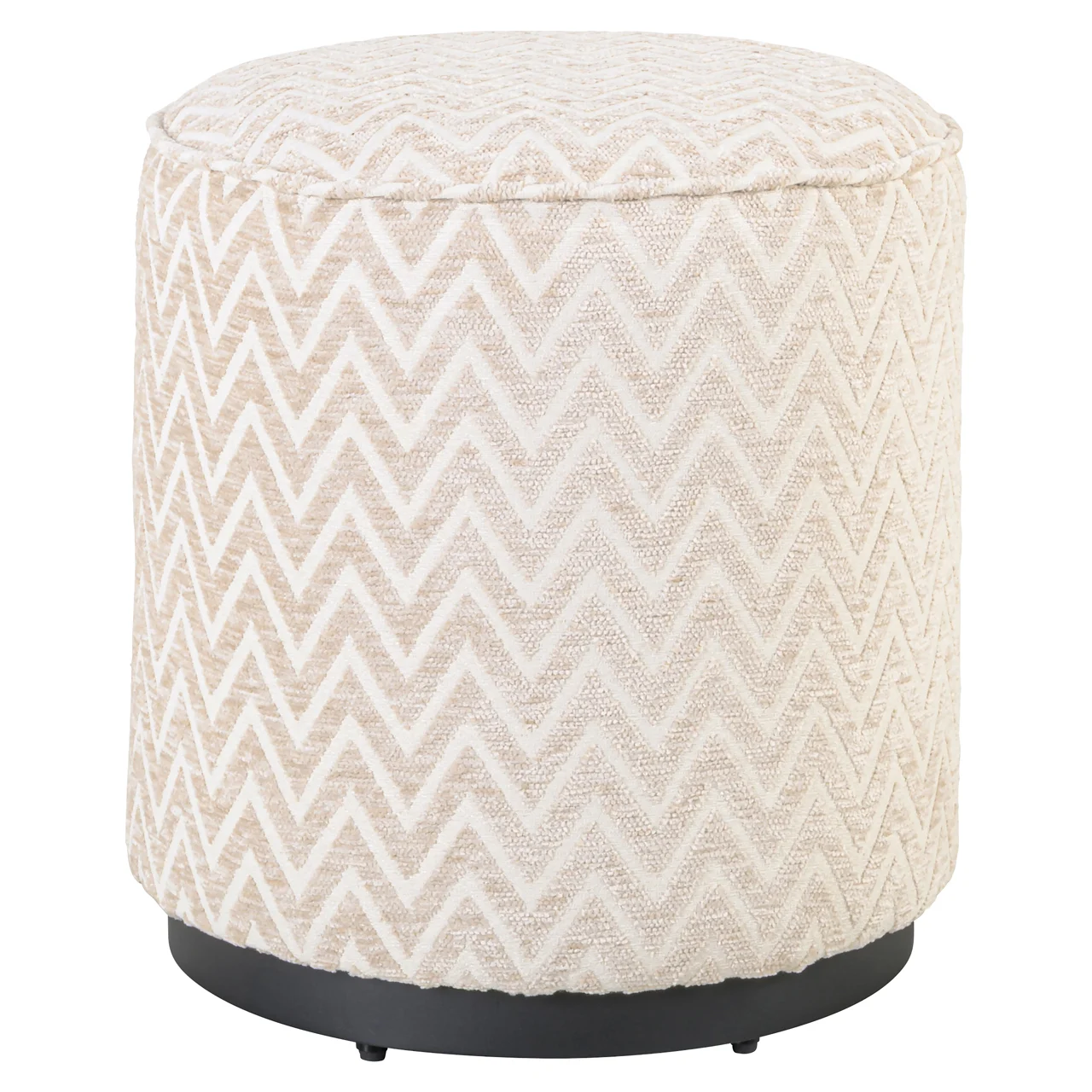 Poef & Voetenbank Lexie Beige Chevron 45Ø
