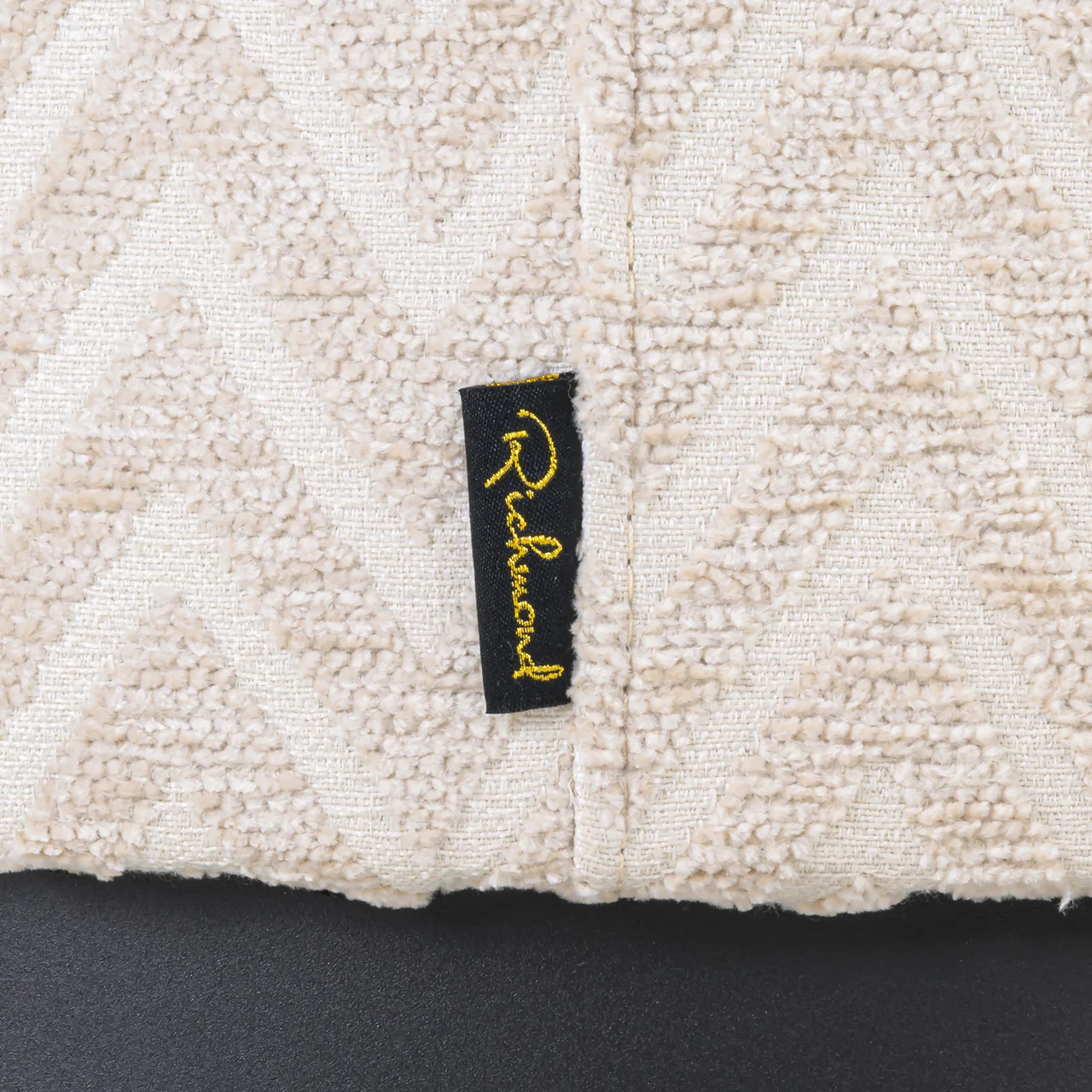 Poef & Voetenbank Lexie Beige Chevron 45Ø - Afbeelding 2