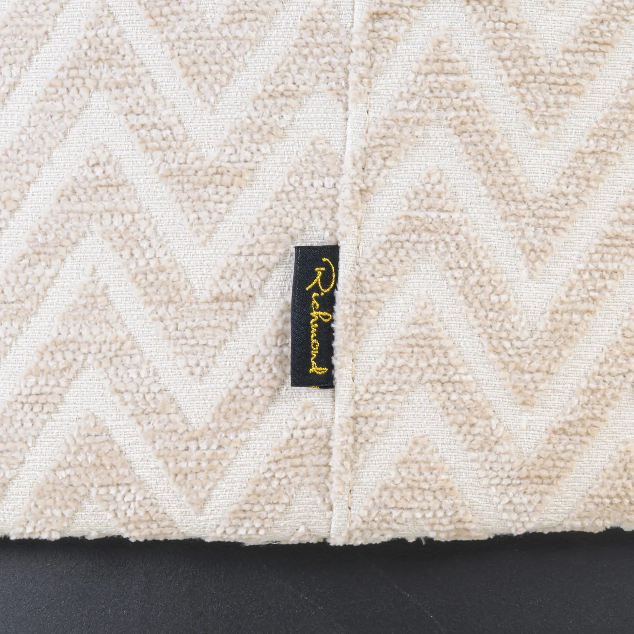 Poef &Amp; Voetenbank Lexie Beige Chevron 70Ø - Afbeelding 2