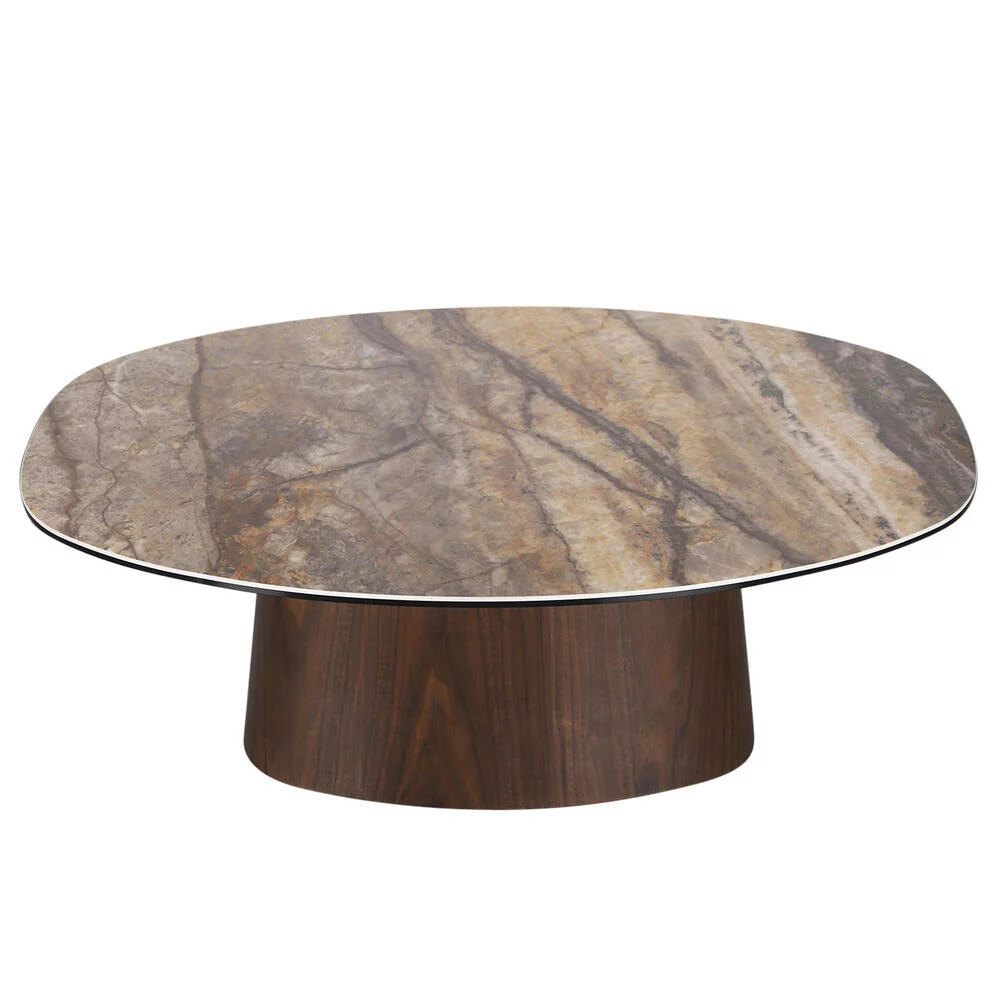 Deense Salontafel Keramisch Onyx / Walnootfineer - Afbeelding 3