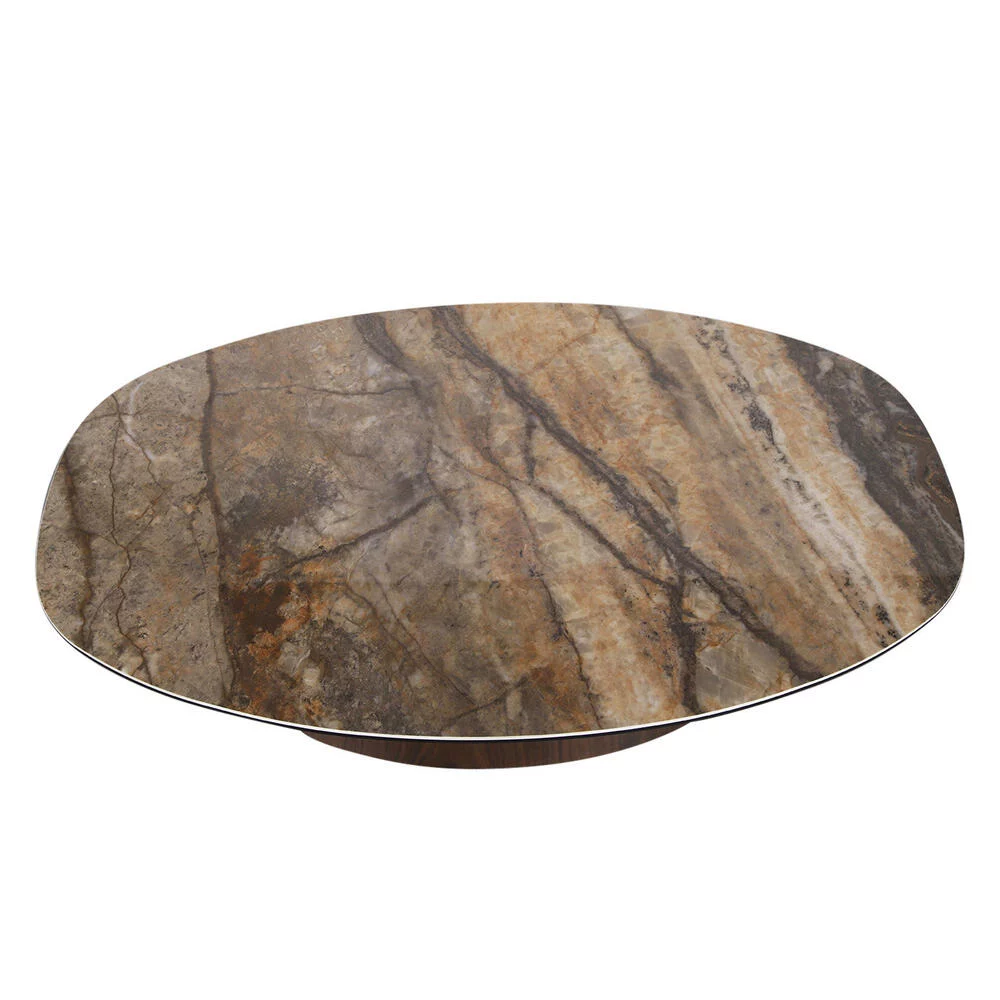 Deense Salontafel Keramisch Onyx / Walnootfineer - Afbeelding 4