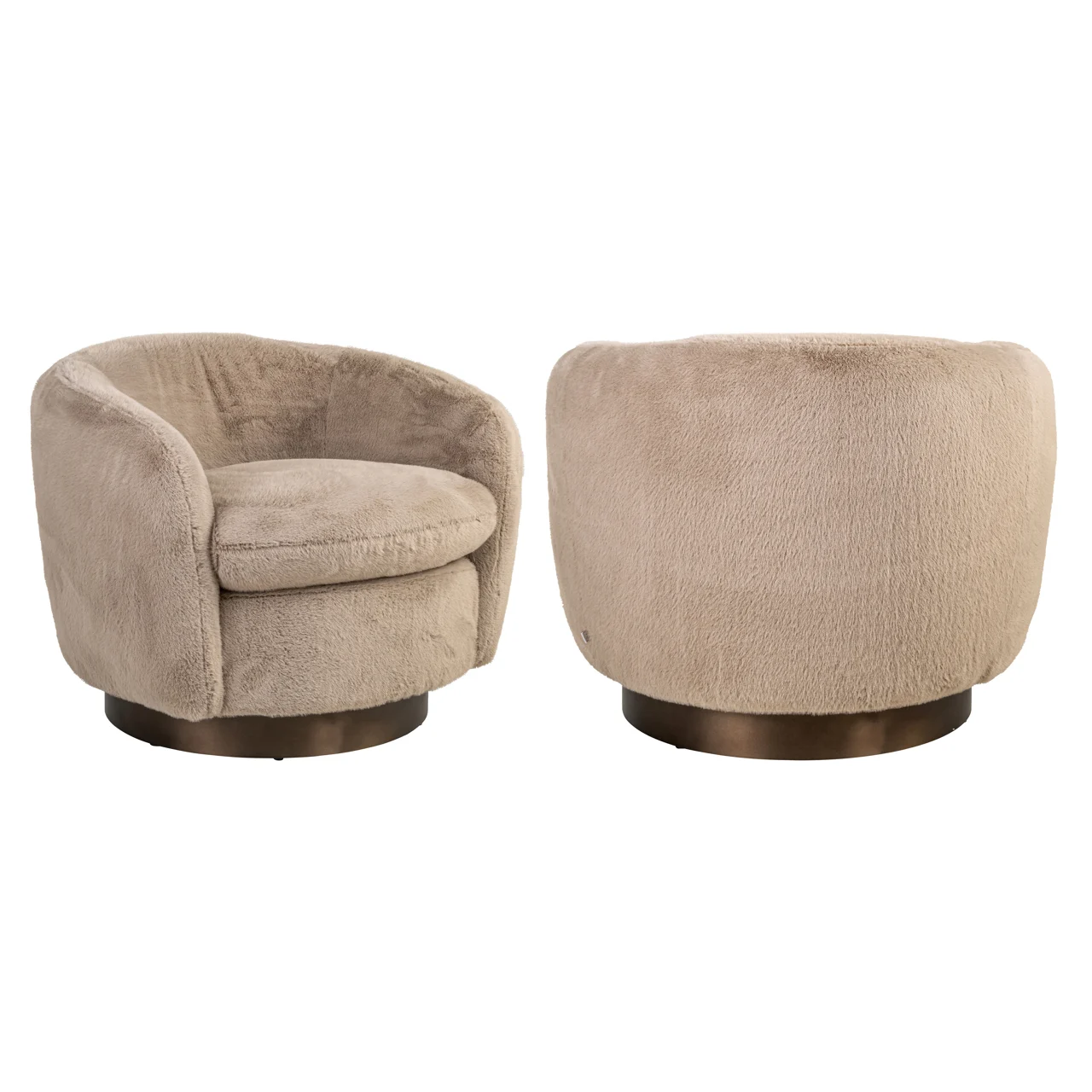 Lounge Stoel Colmar Khaki Fluffy Swivel - Afbeelding 7
