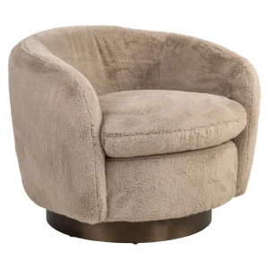 Lounge Stoel Colmar Khaki Fluffy Swivel