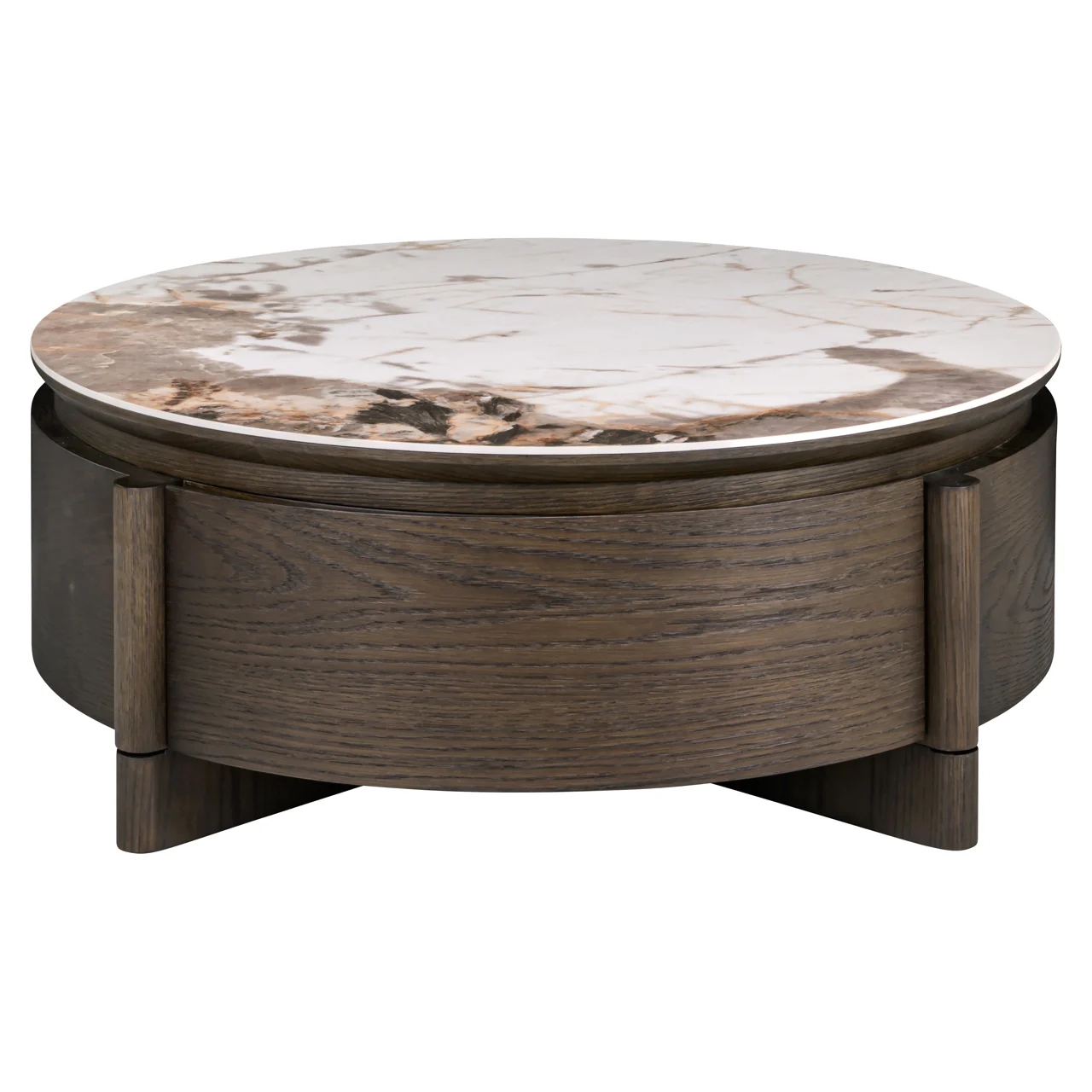 Salontafel Langford Brown 90Ø 1-Drawer - Afbeelding 2