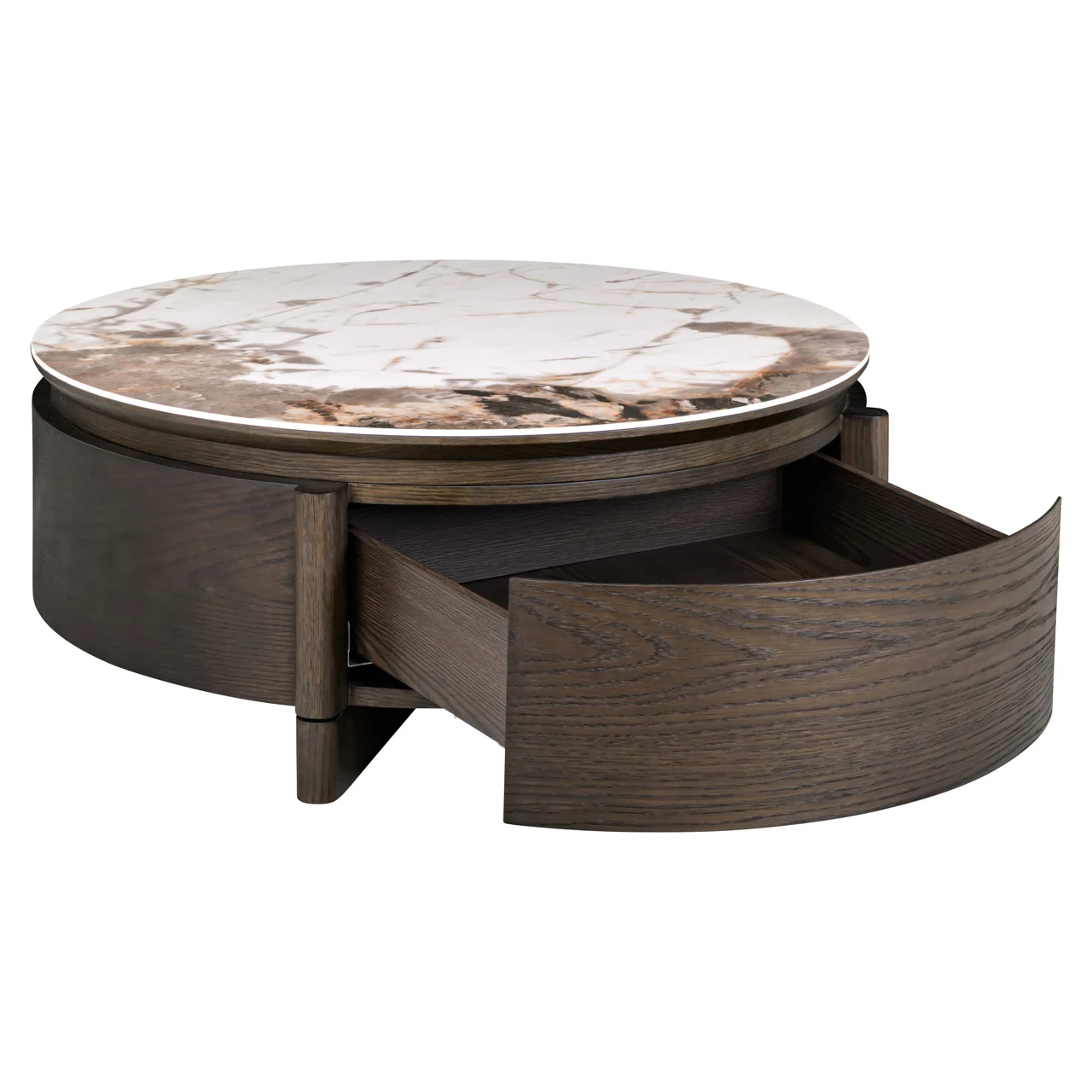 Salontafel Langford Brown 90Ø 1-Drawer - Afbeelding 3