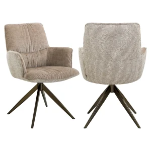 Eetkamerstoel Chase Cream Blockweave Swivel