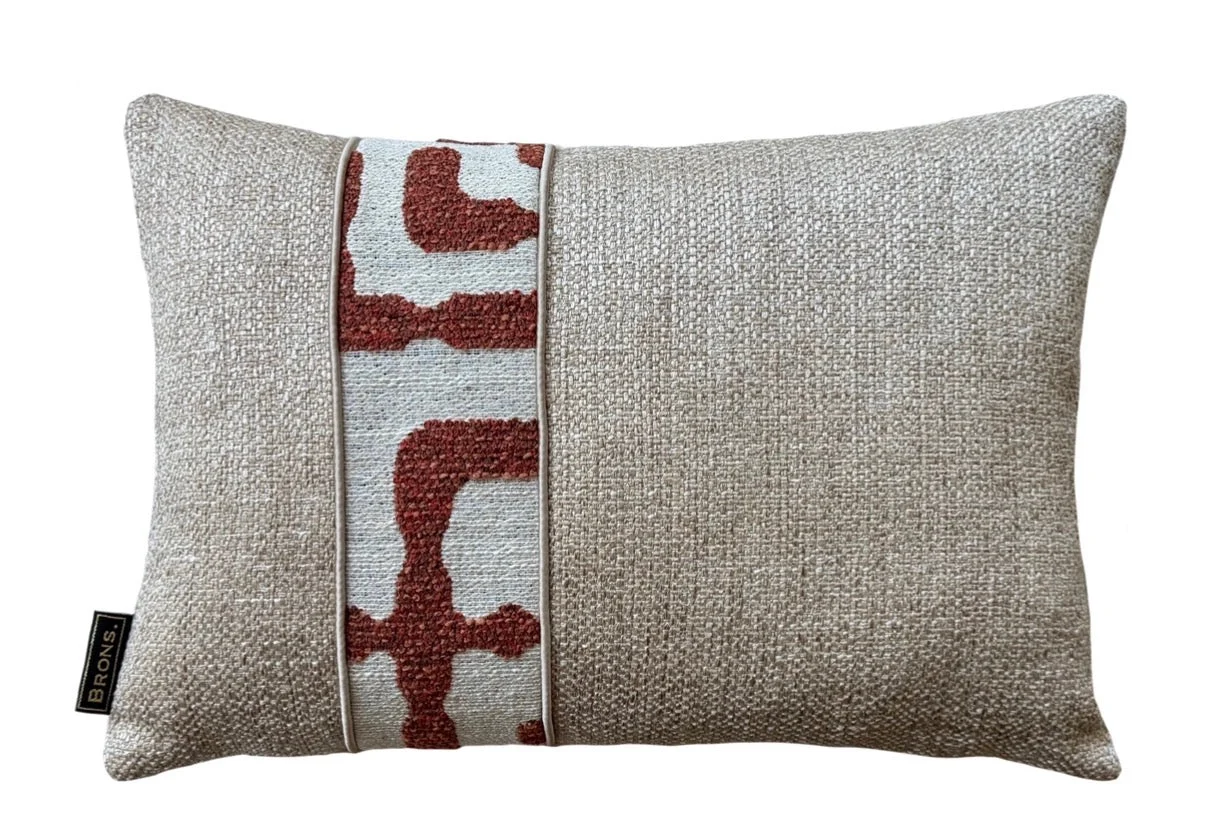Sierkussen Estoi Brique Stripe | 45X30 Cm | Brons Interieur